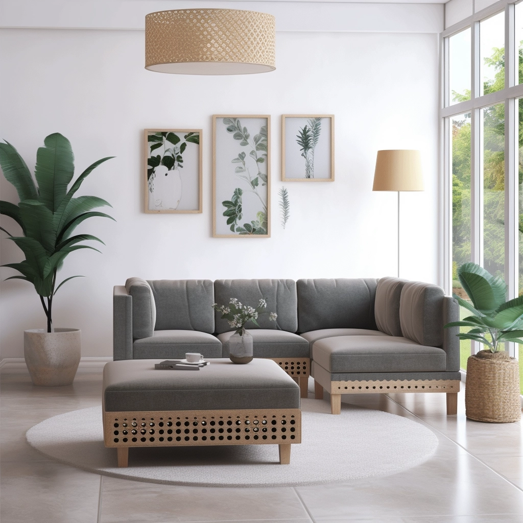 Japandi Living Room: Bright & Airy with Monstera Plant & Rattan TV Counter