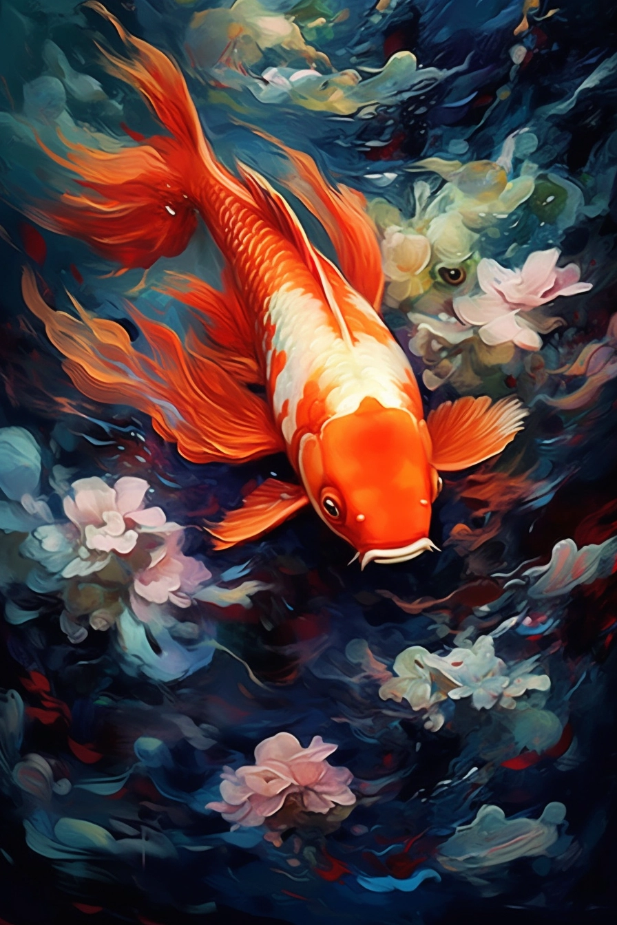 Realistic Koi Fish Painting with Dynamic Background