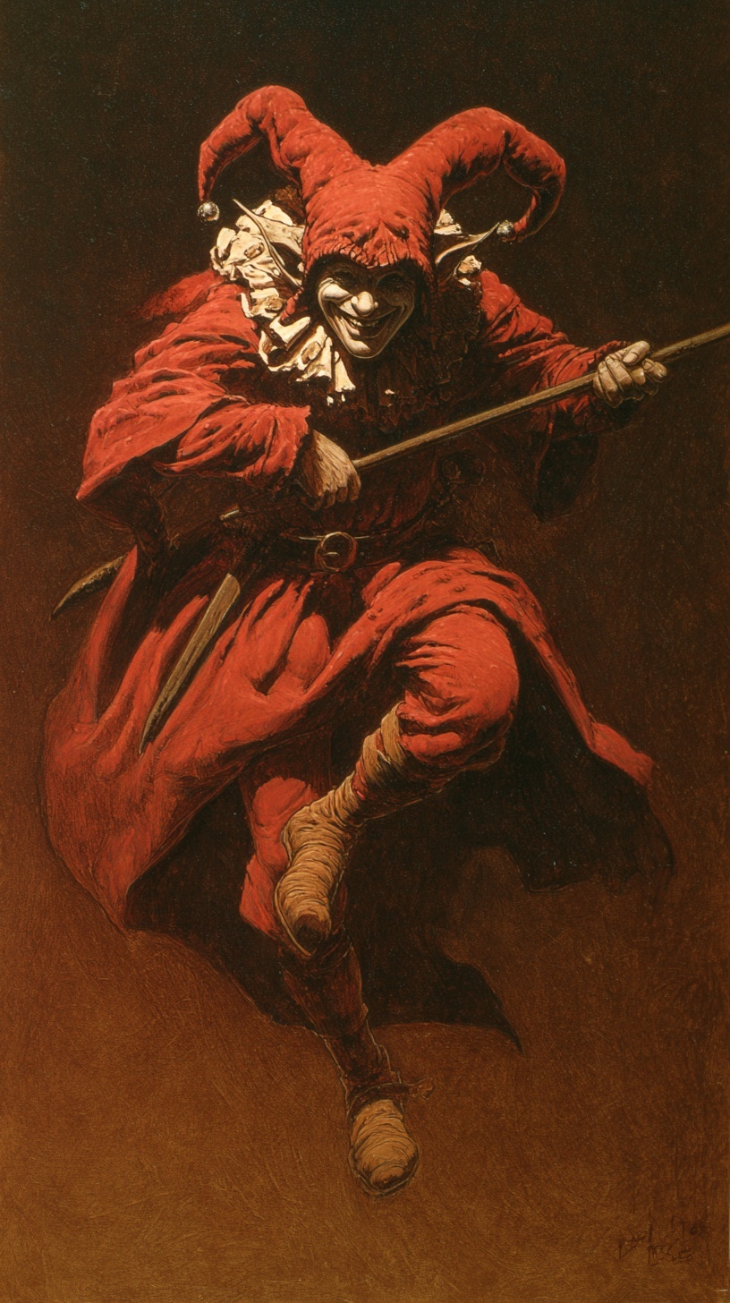 1970s Dark Fantasy Jester Art Inspired by Frazetta