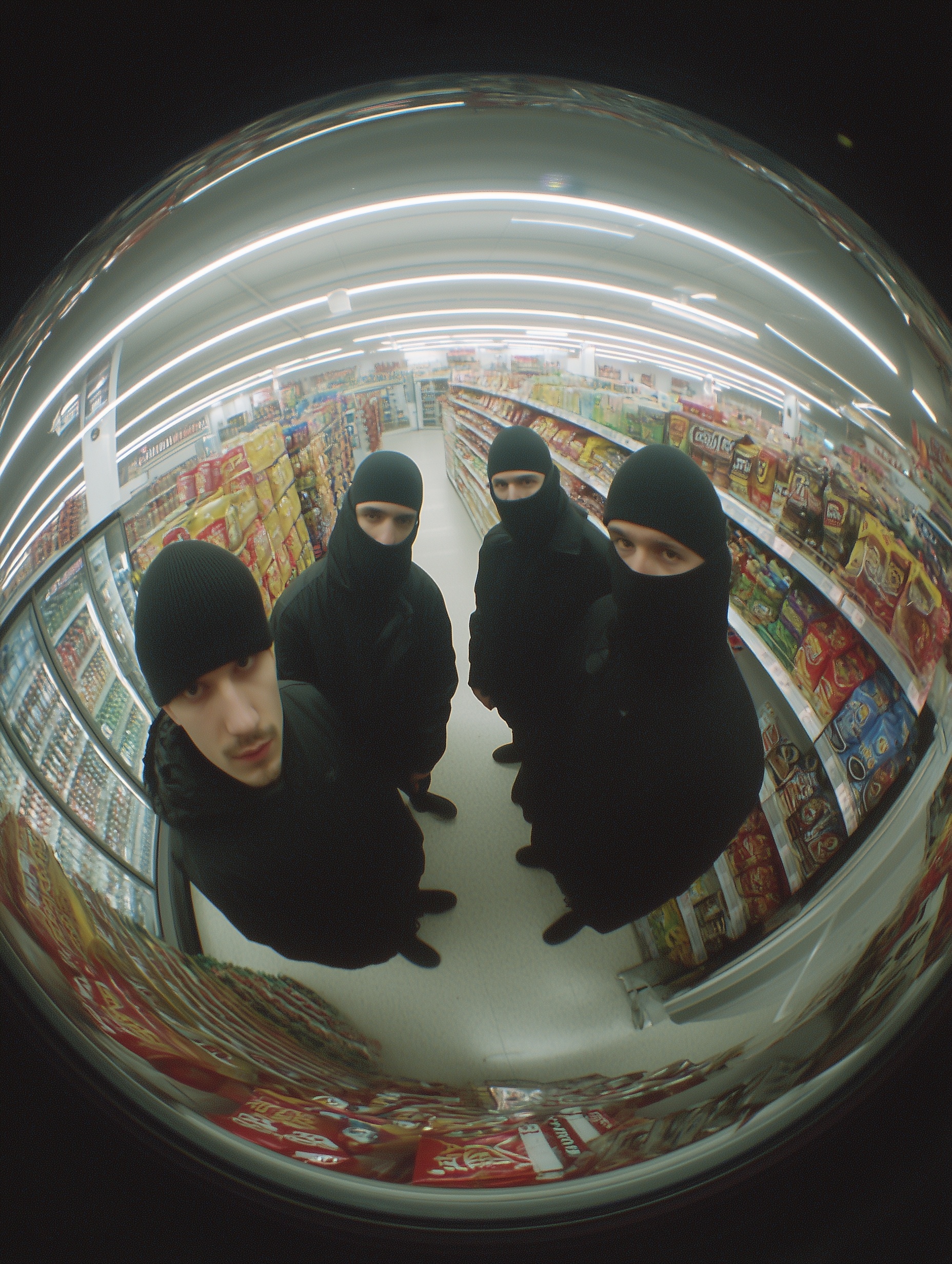 Group Selfie in Store: Candid CCTV Moment