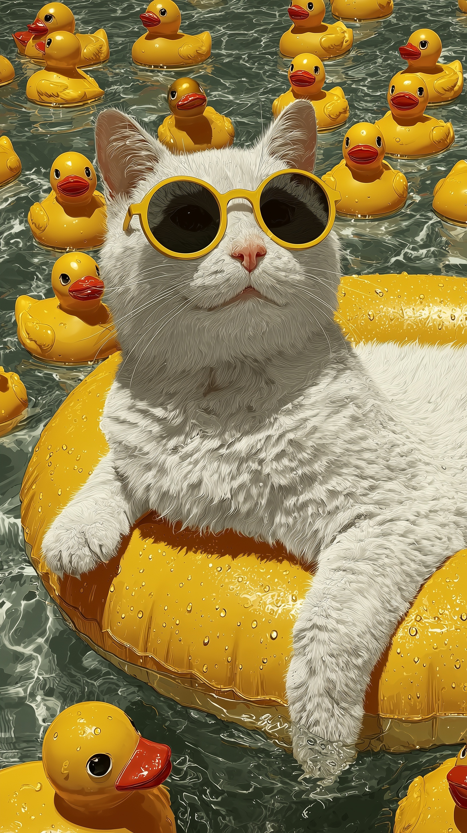 Kawaii Cat in Sunglasses: Floating Fun!