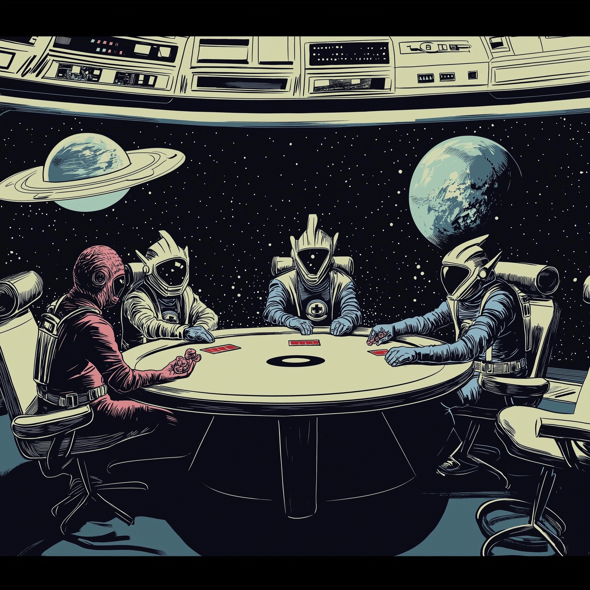 Aliens Play Poker at Luna Lounge Casino in Space