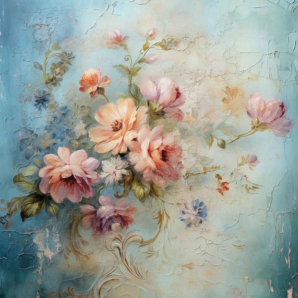 Enhanced Baroque Wallpaper: Vibrant Aquamarine & Pink