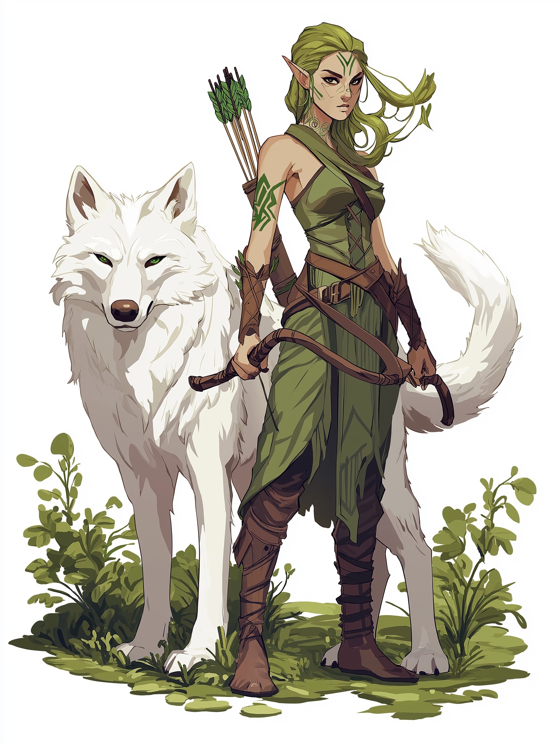 Elf Archer & Wolf in Enchanted Forest Adventure