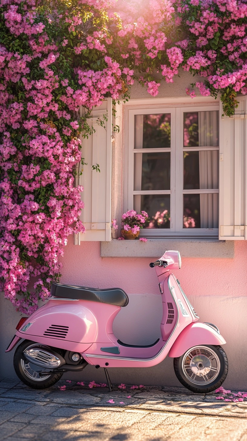 Charming Pink Vespa by Vibrant Floral Home