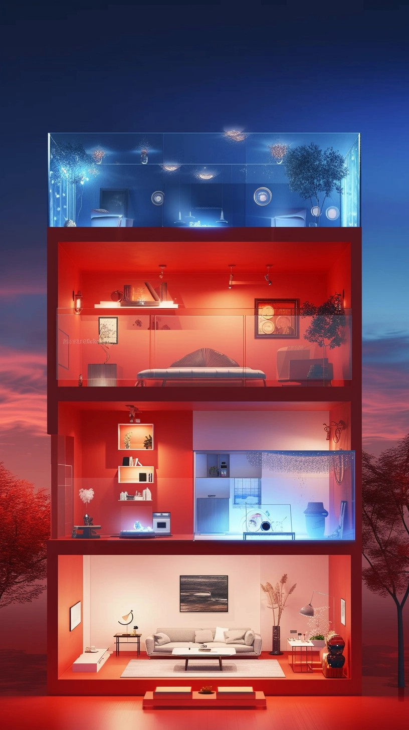 Red Modern House: Warm, Festive Atmosphere in HD