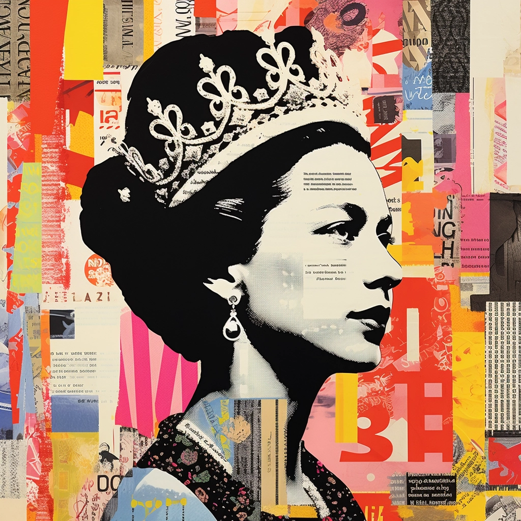 Collage Art: Modern Minimalism inspired by Queen Elizabeth II & Graphic Design