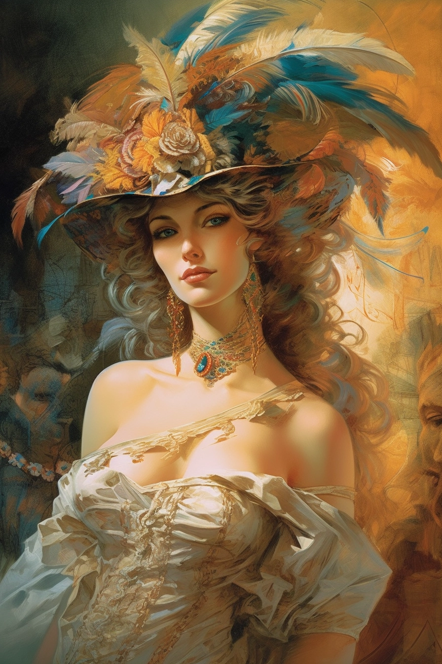 Flirty Rococo Beauty in Hyper-Detailed Art