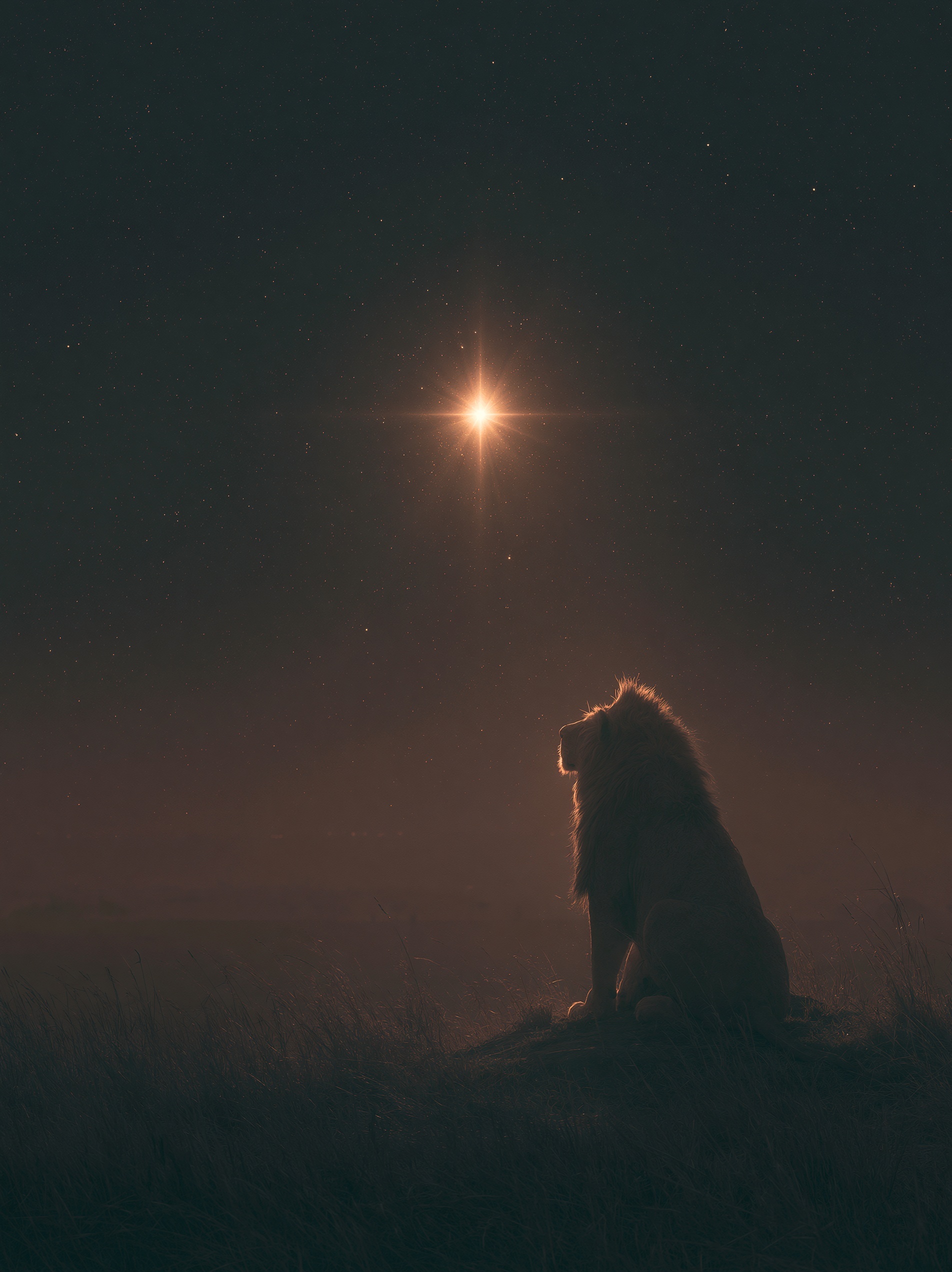 Majestic Lion Under the Starry Savannah Sky