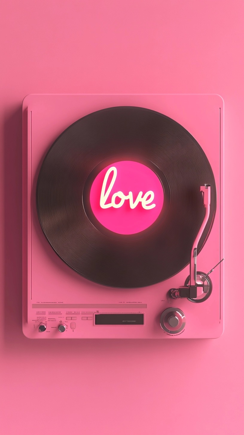 Neon Heart Vinyl Player: Love in Every Spin