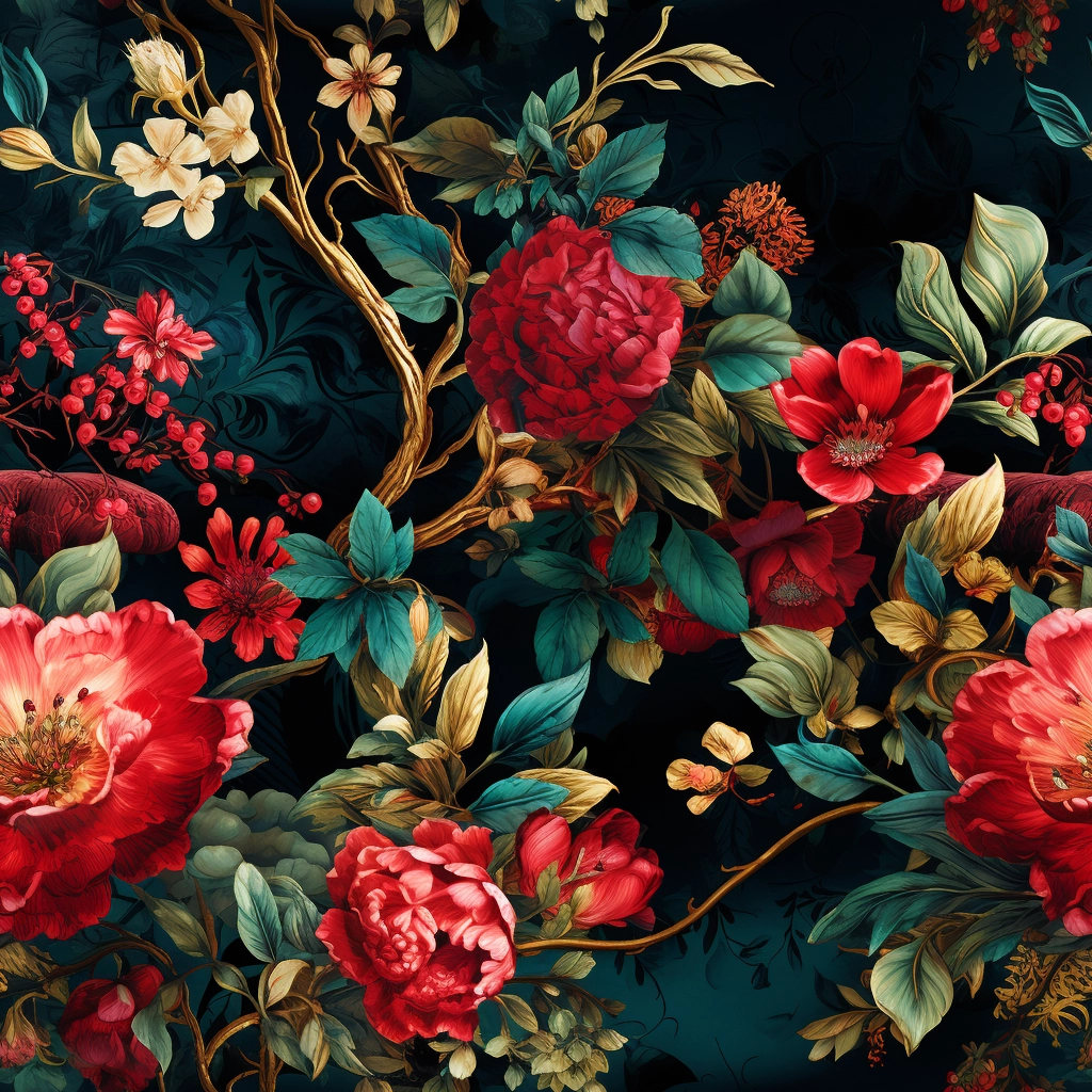 Opulent British Print: Vibrant Colors & Intricate Details