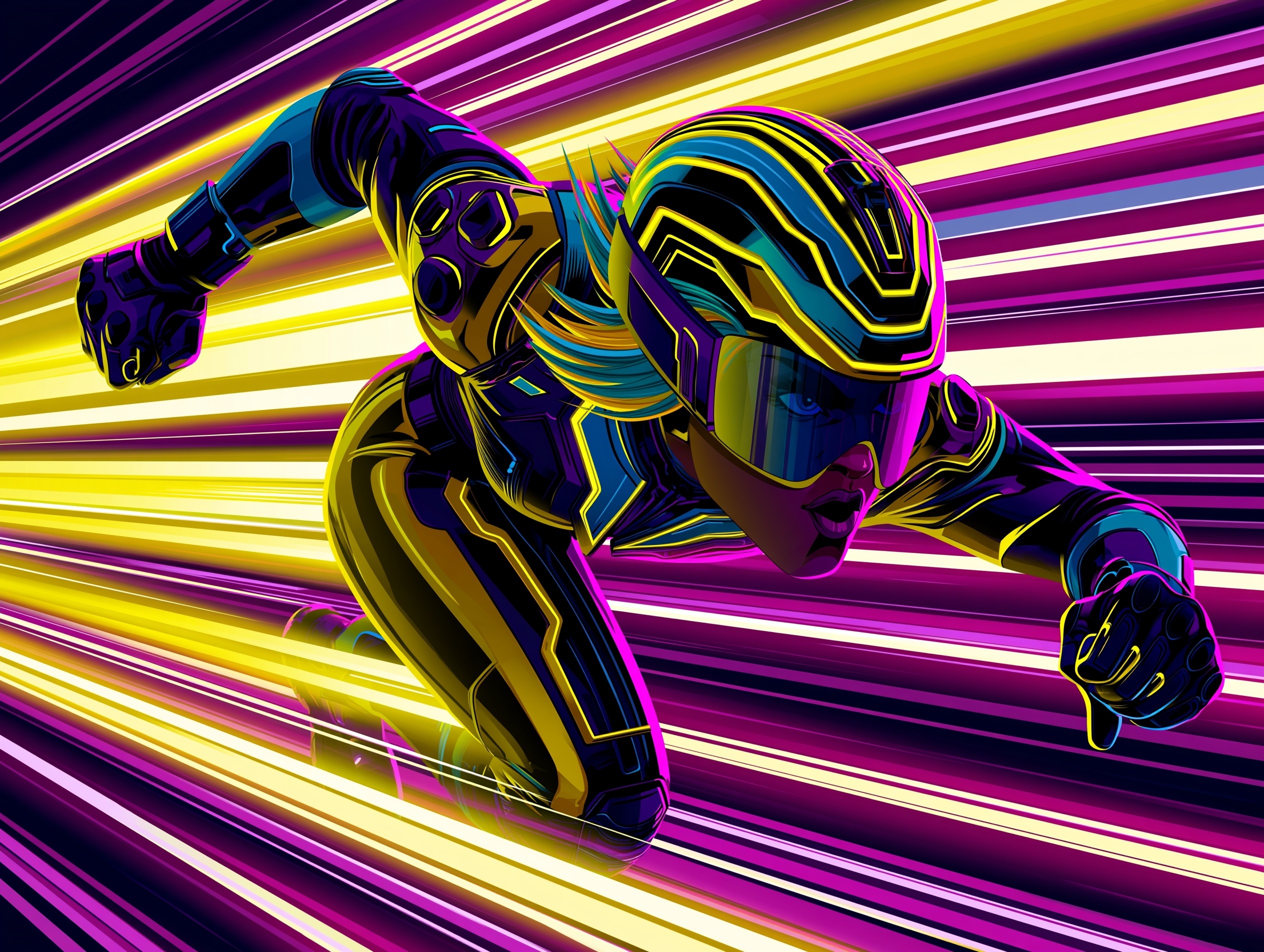 Vivid Cyberpunk Comic Art: Neon Speed & Style