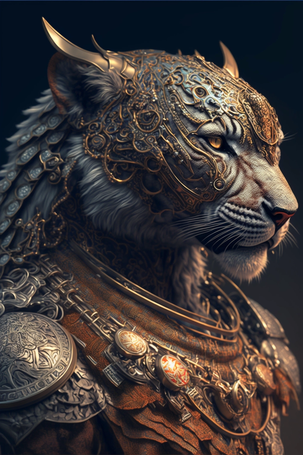 Anthropomorphic Wolf Lion Tiger in Mercury Armor