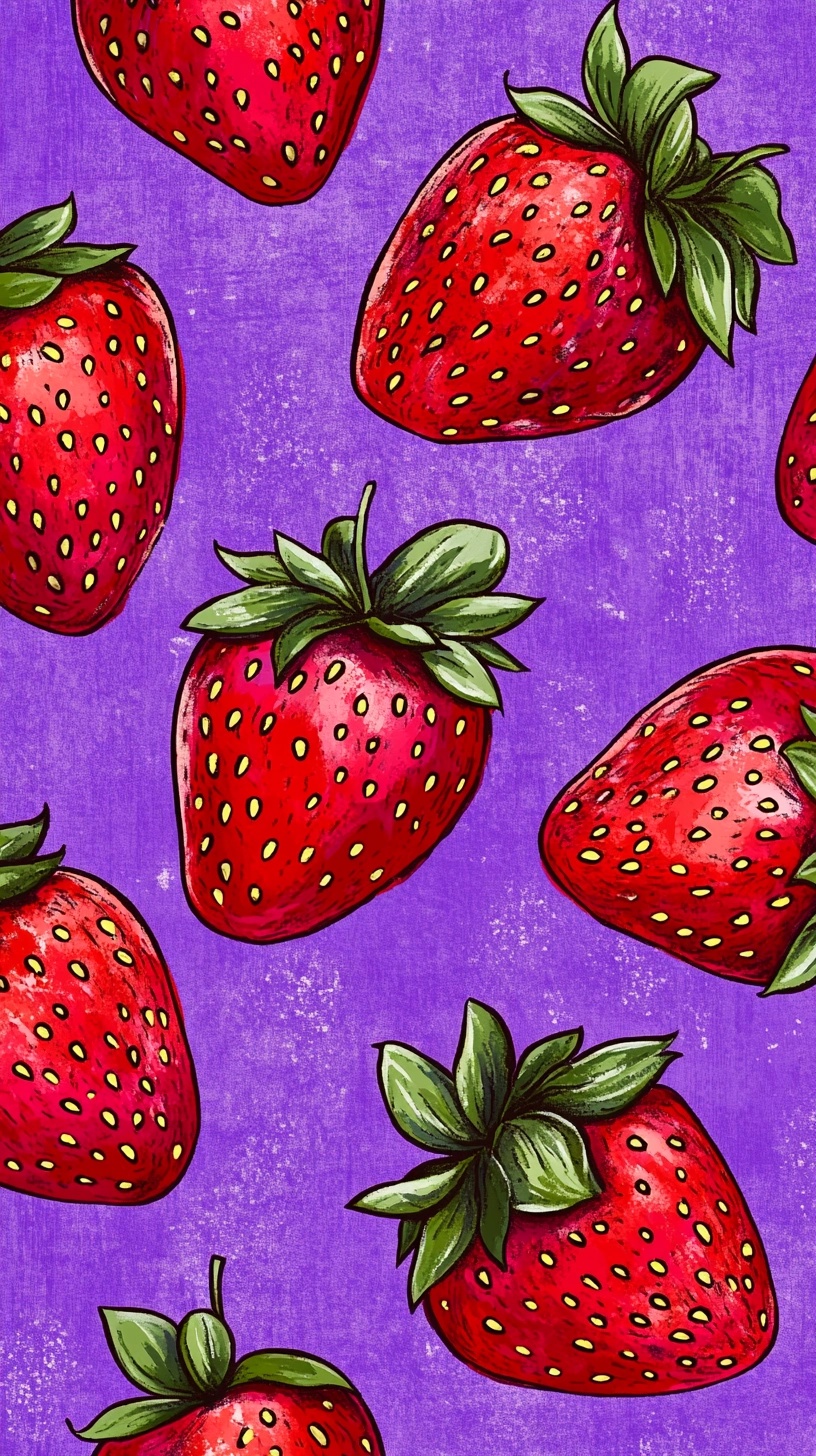 Juicy Strawberries on Vibrant Purple Background