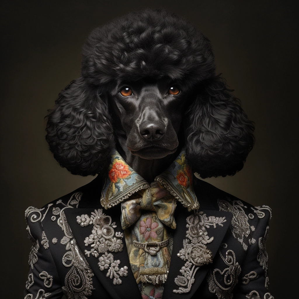 Impeccably Groomed: Stylish, Masculine Black Poodle