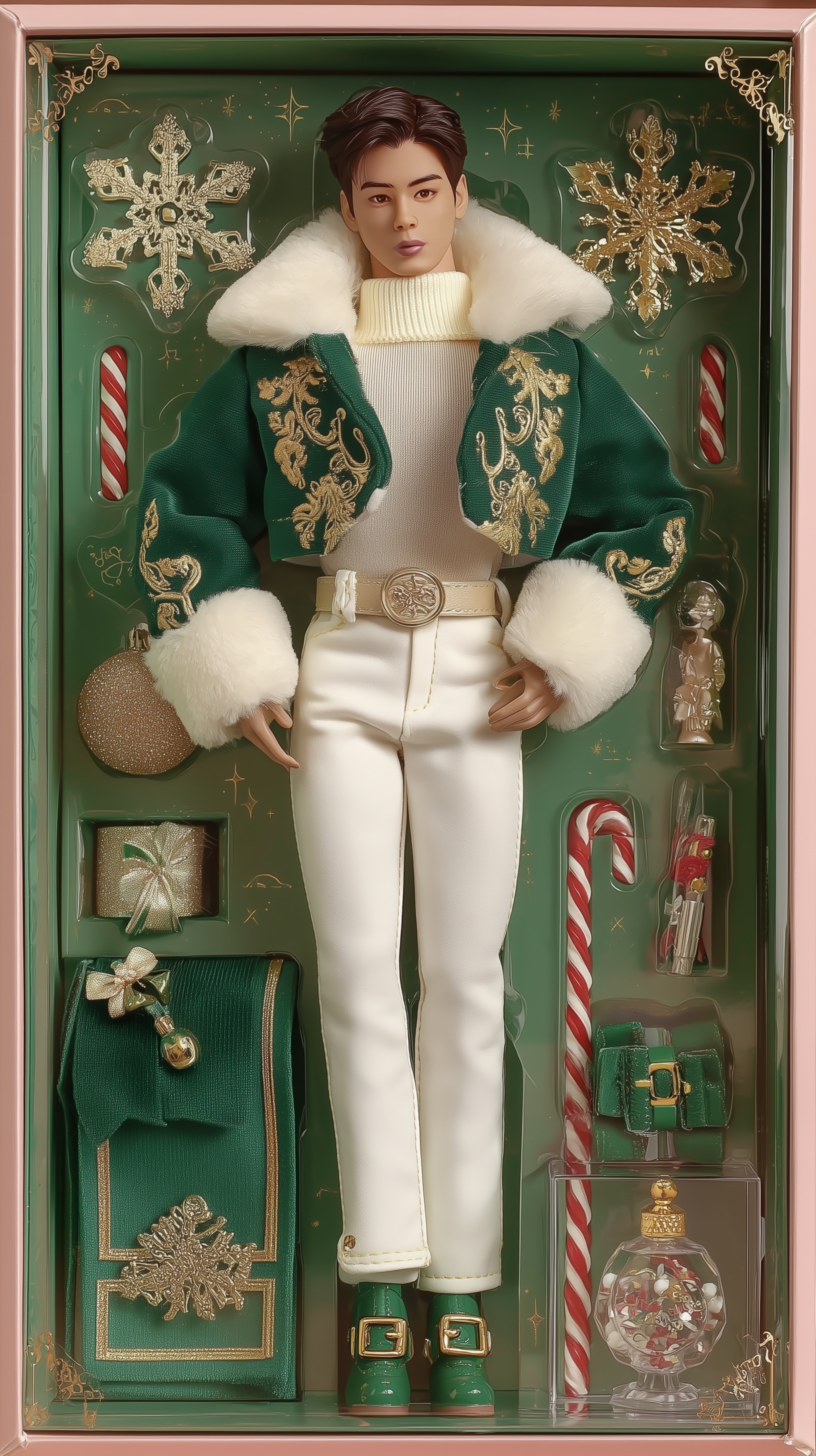 Elegant Green Santa Holiday Collector Doll