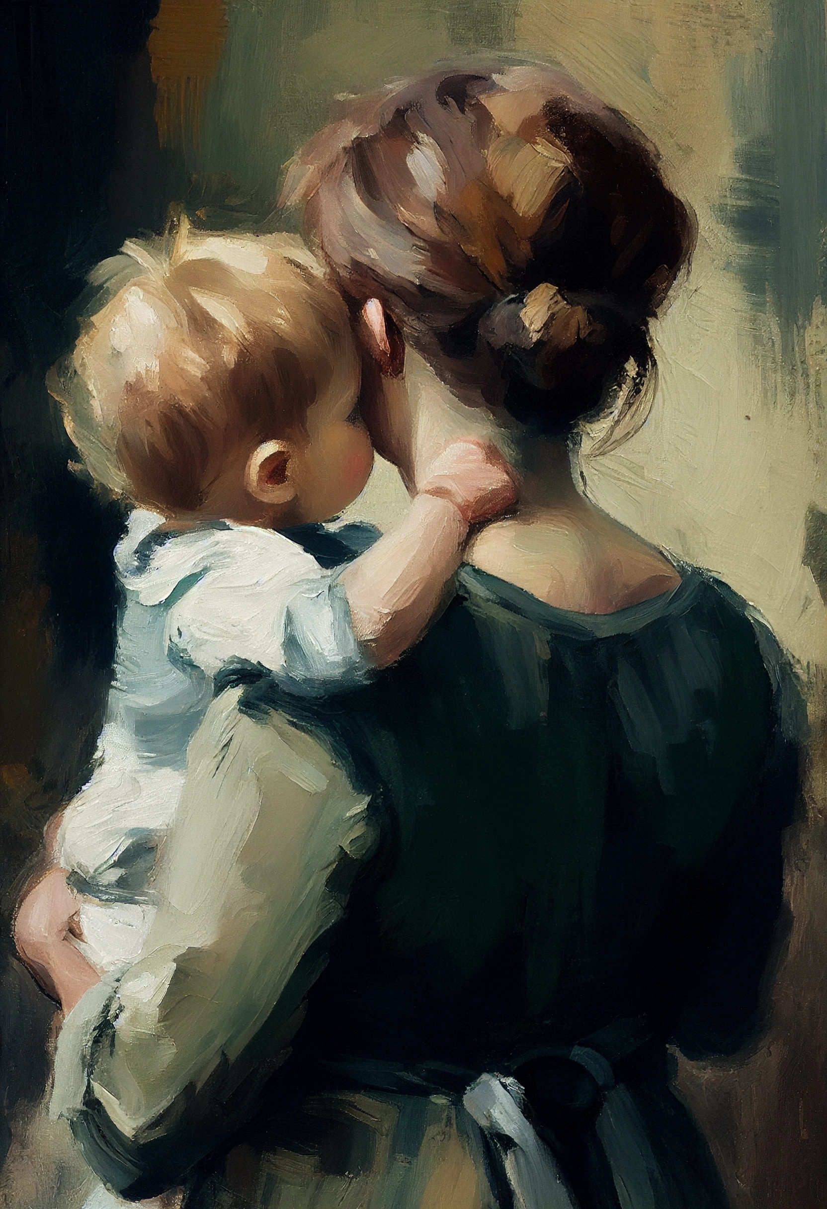 Vintage Impressionism: Mum and Baby in Cezanne Style