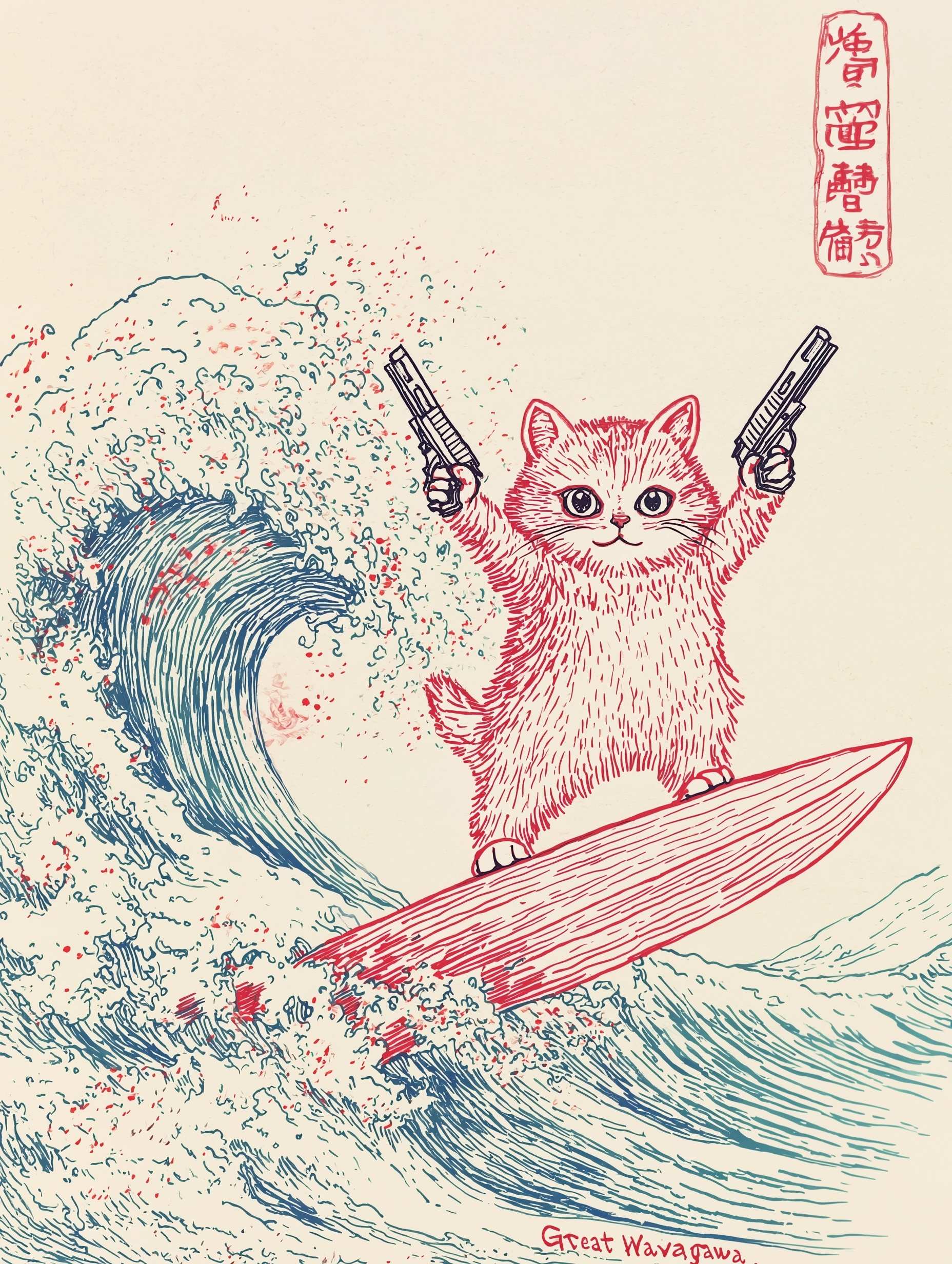 Fearless Persian Cat Rides Life's Great Wave