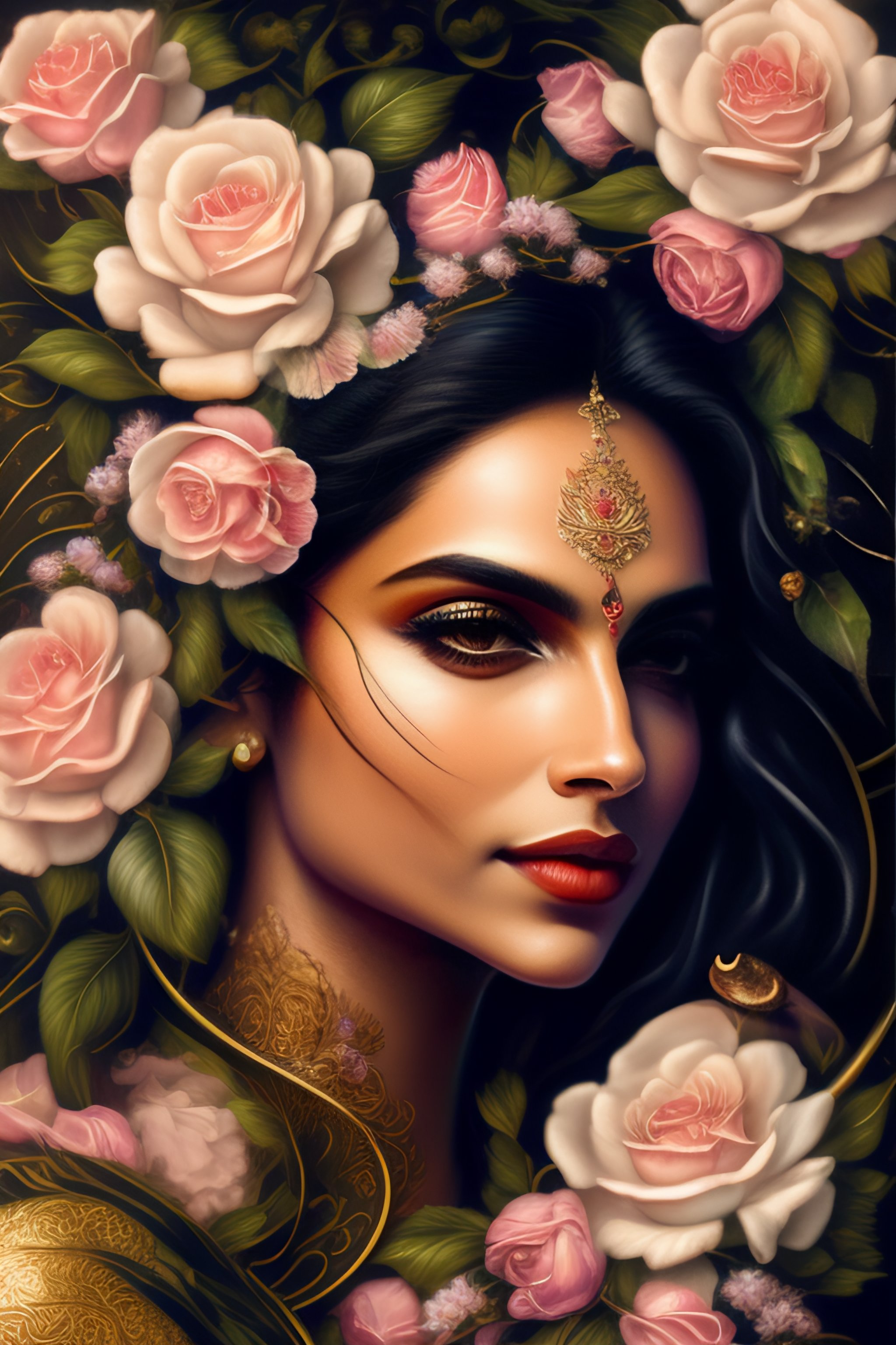 Classical Floral Woodcut Design with Deepika Padukone