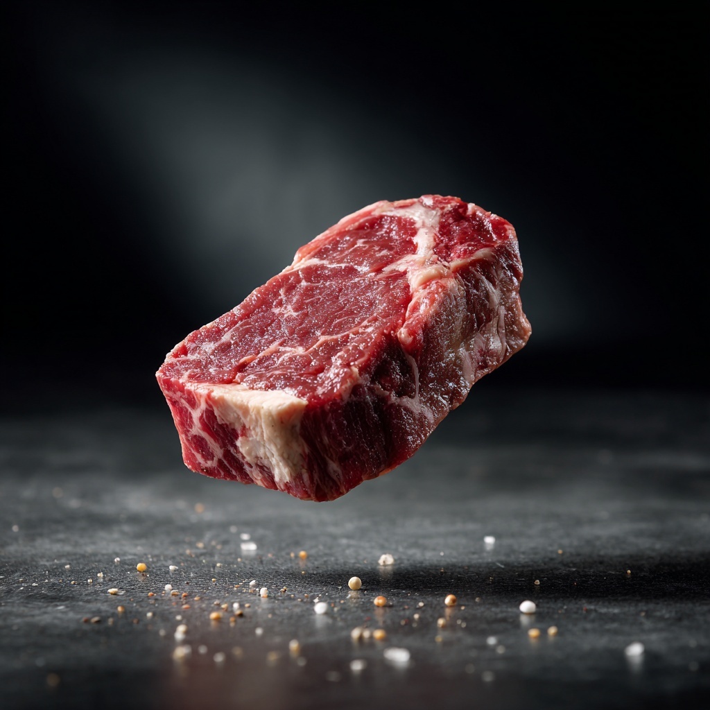 3D Beef Steak Art Against Black Background