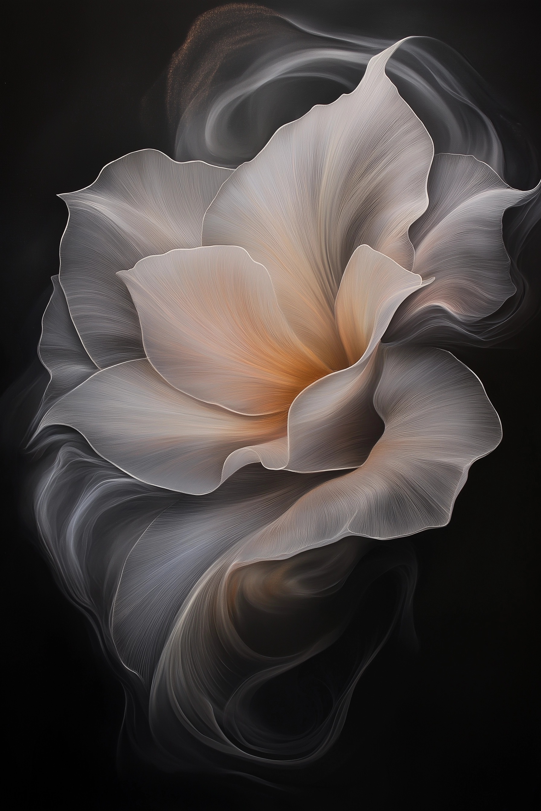 Ethereal Black and White Tulip Art Print