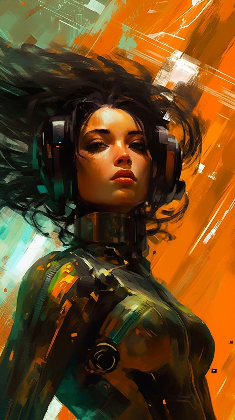 Stylized Cyberpunk Princess Art: Bold Brushstrokes & Intricate Details