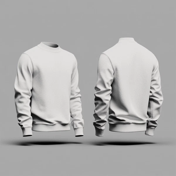 Men's Classic White Crewneck Sweatshirt Mockup