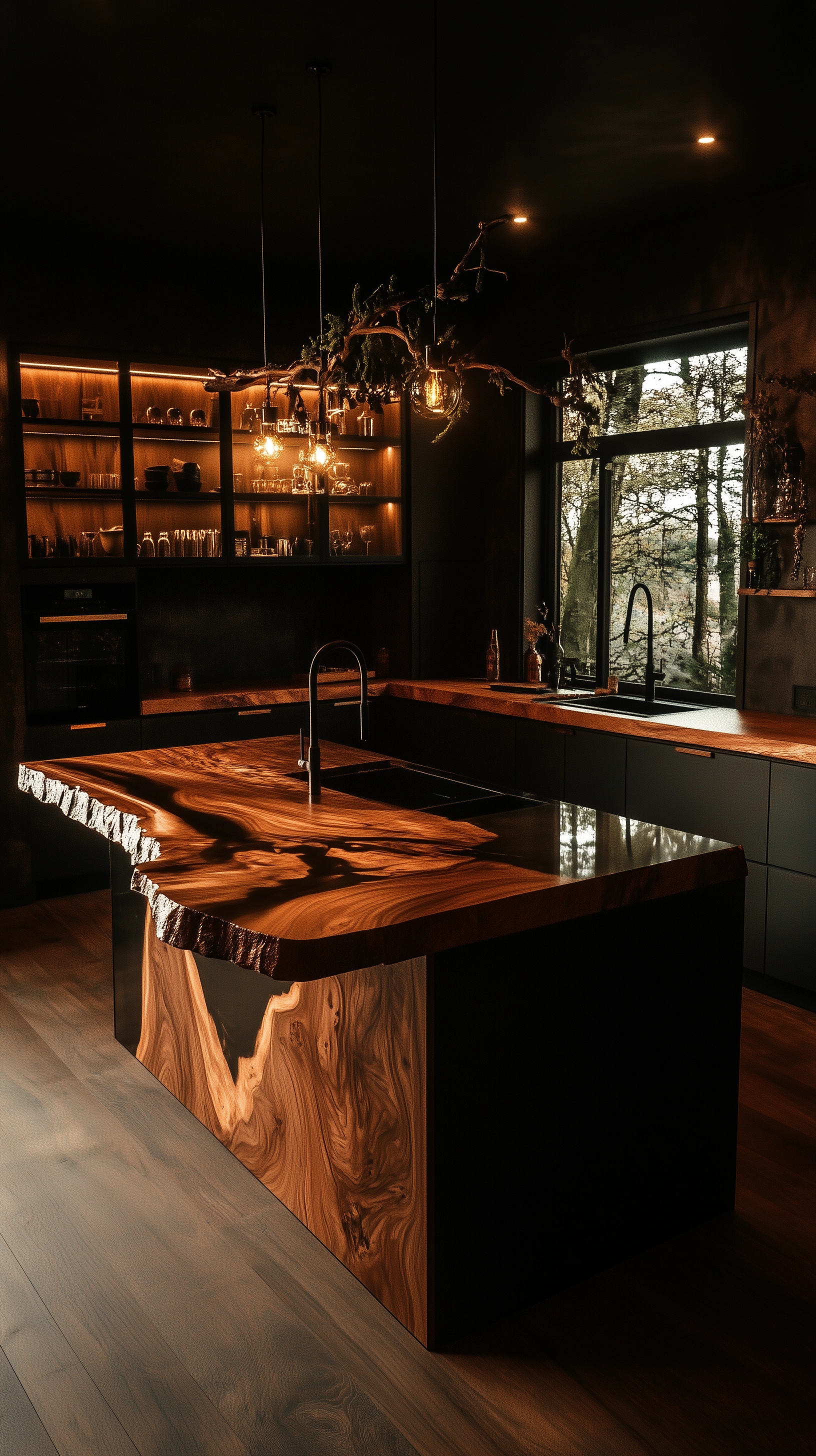 Elegant Modern Kitchen: Wood & Epoxy Design