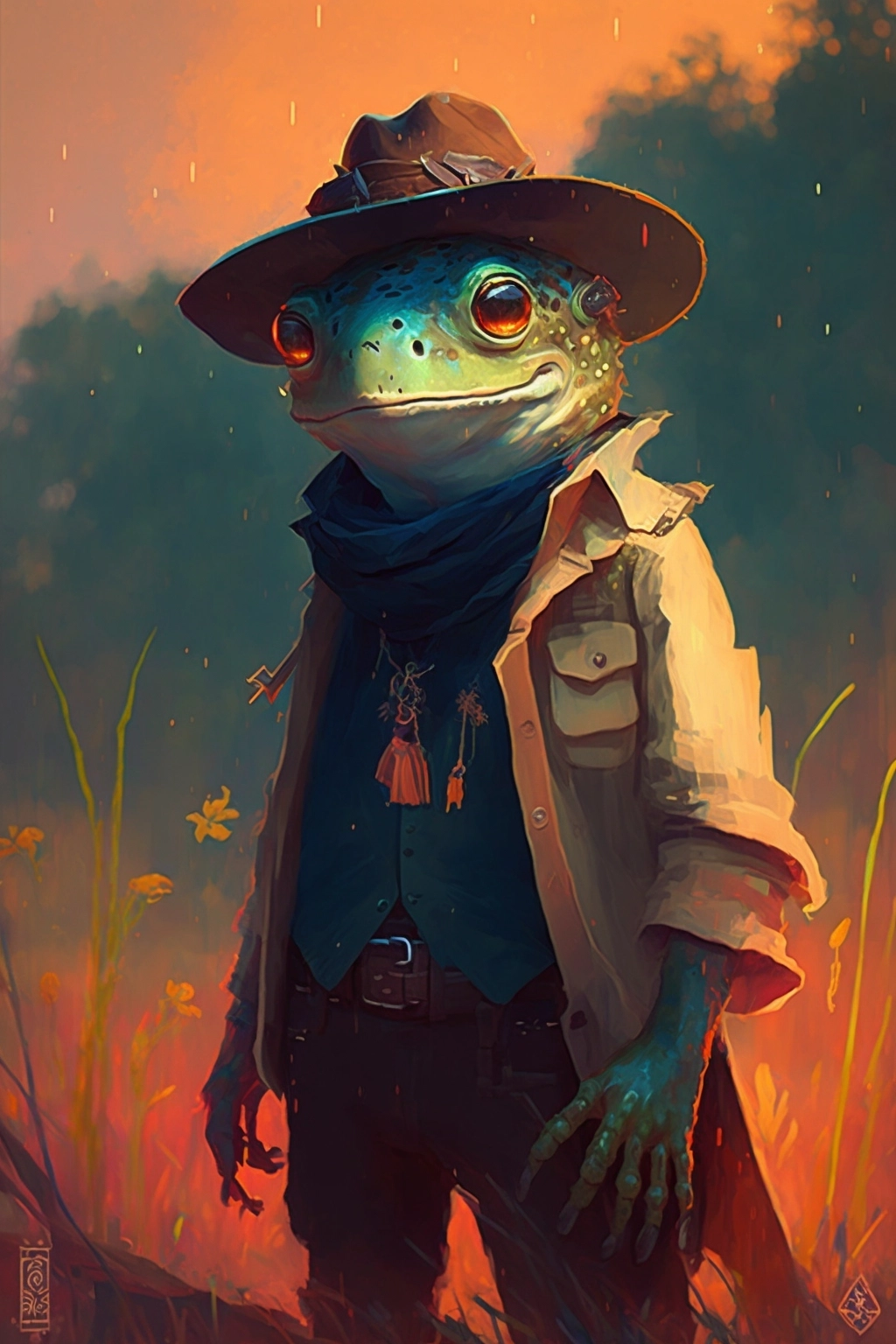 Neon Frog Cowboy Art by Ghailan & Monge