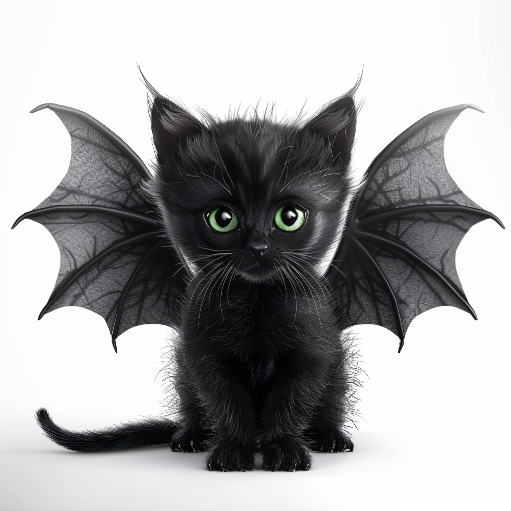 Hyper Realistic Black Kitty with Dragon Wings