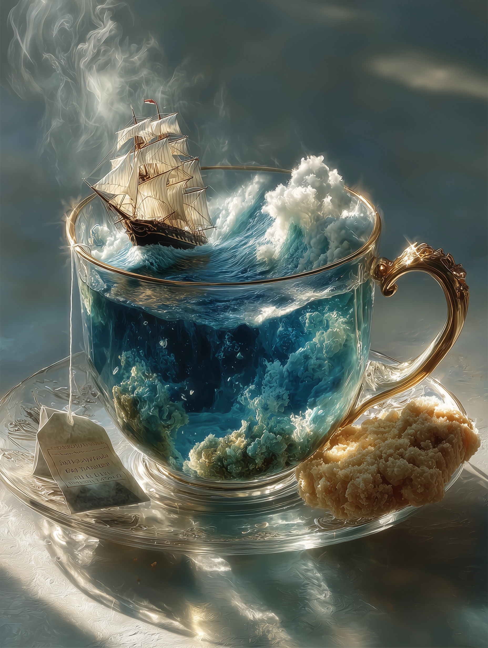 Surreal Teacup Storm: A Dali-Inspired Vision