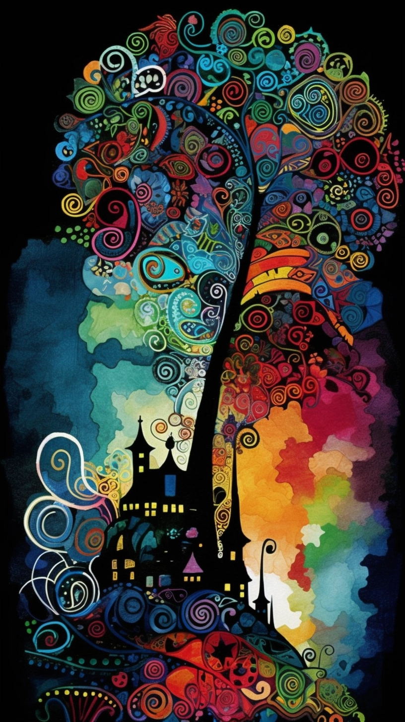 Colorful Surreal Silhouettes by Hundertwasser