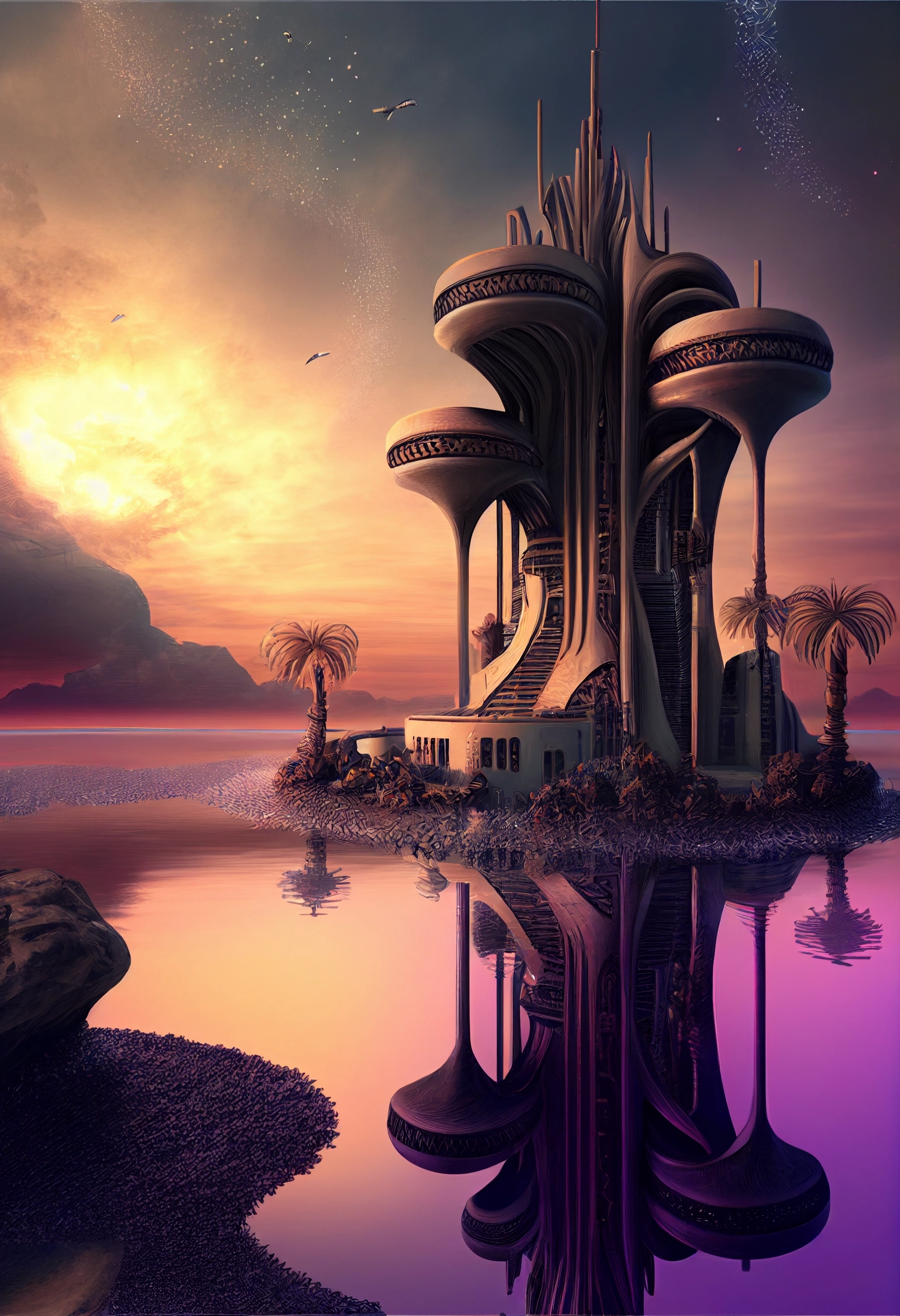 Futuristic Sanctuary: A Trippy Sci-Fi Surreal World