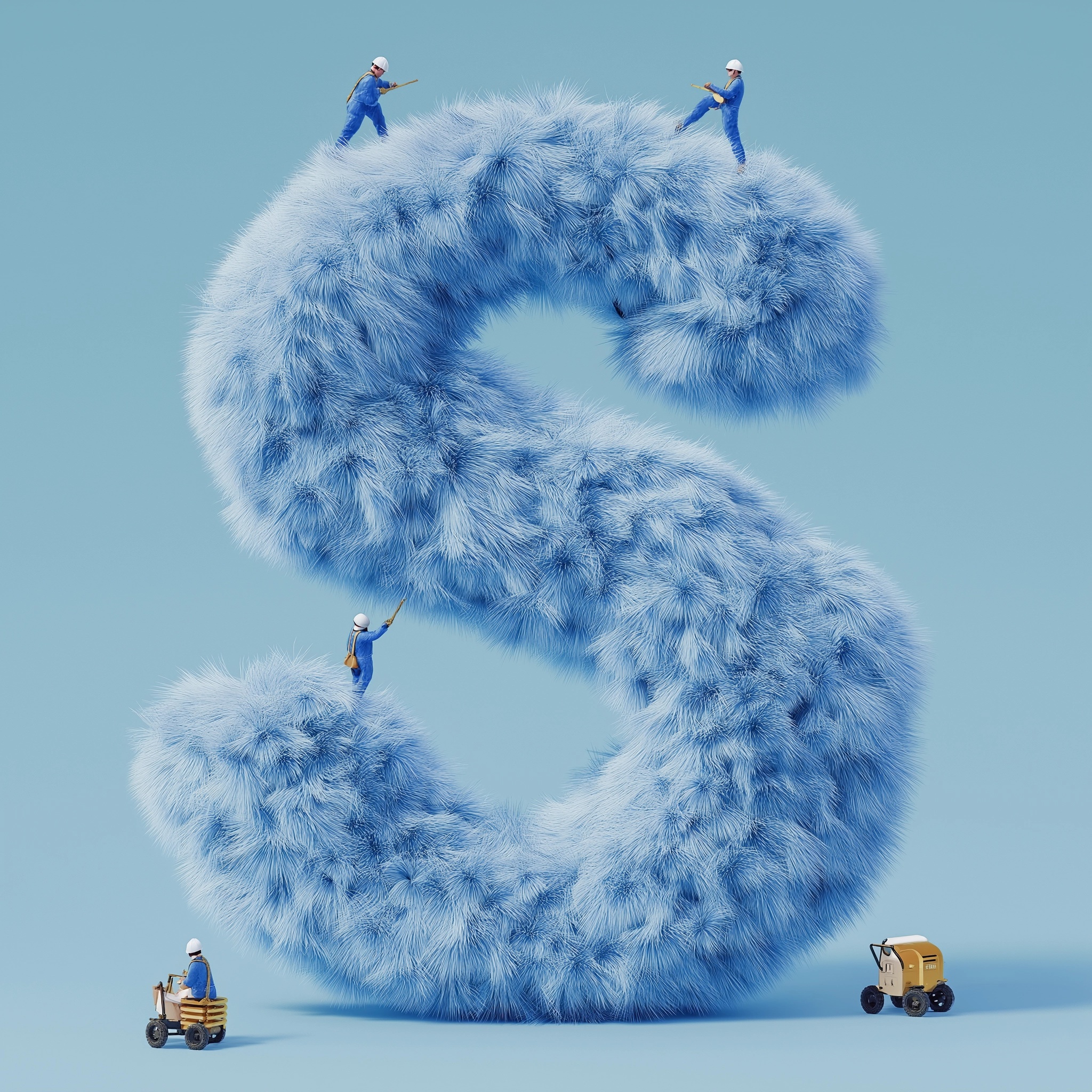 Soft Blue Fur Alphabet: Adorable Fluffy Designs