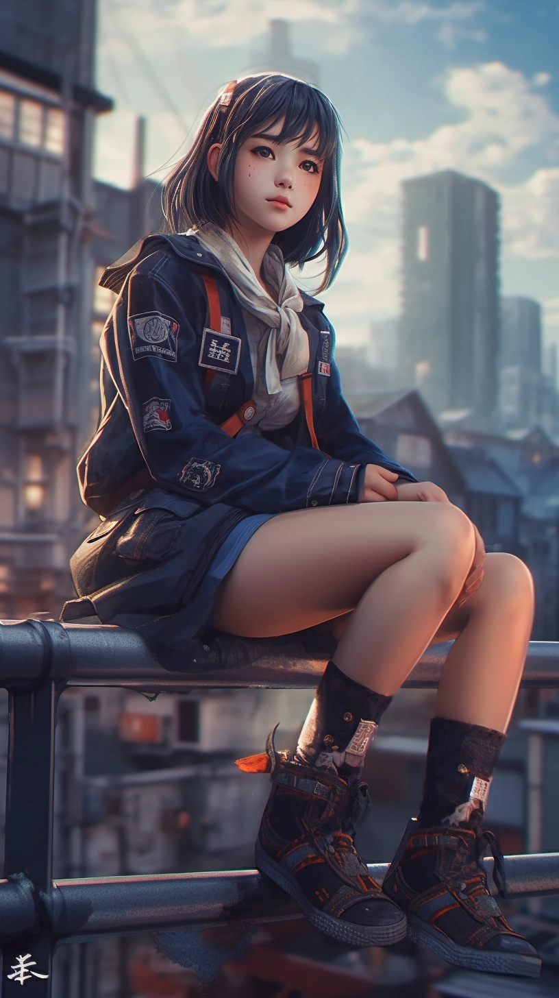 Fractalpunk High School Girl: Ultra-Realistic Art by Ozeri & Dewailly