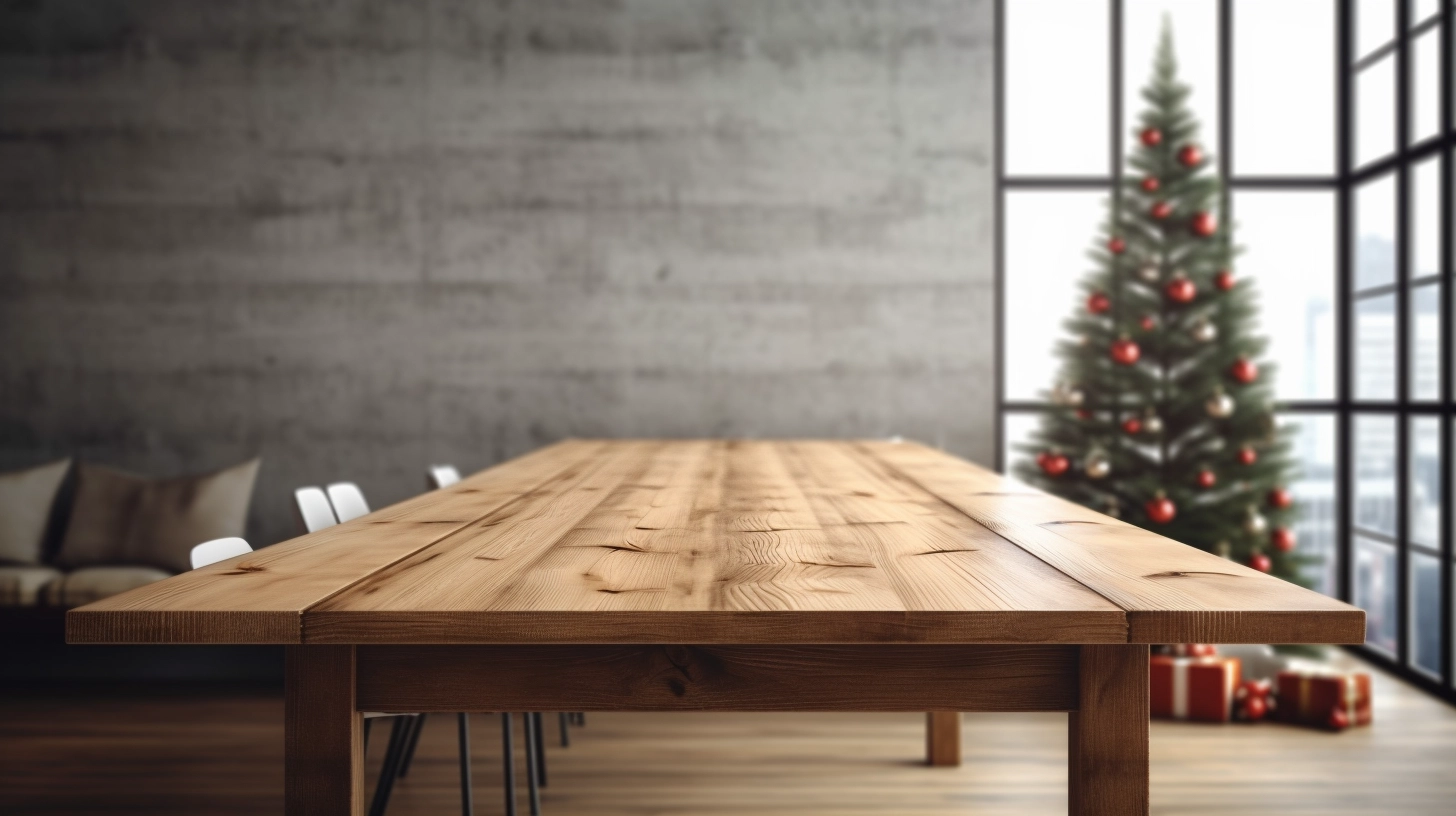 Stylish Wood Dining Tables: Perfect for Christmas and Copy Space