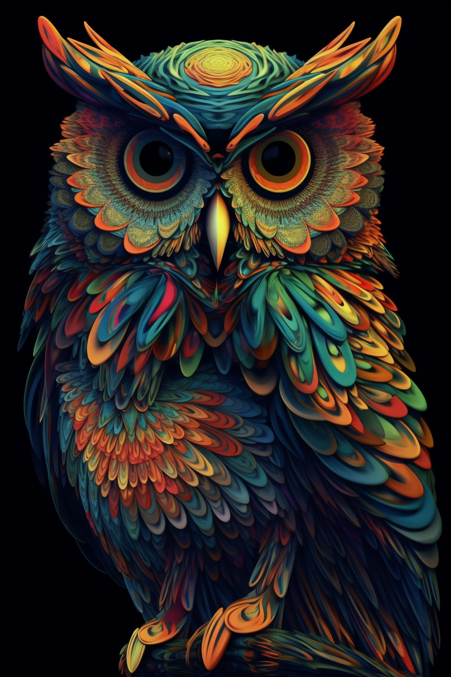 Psychedelic Owl - High Detail Octane Render