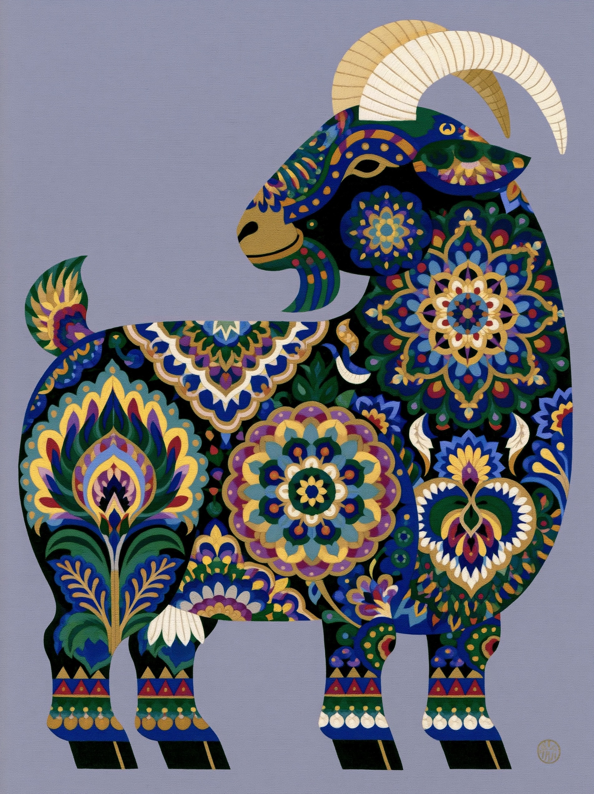 Unique Patterned Goat Illustrations for Modern Art