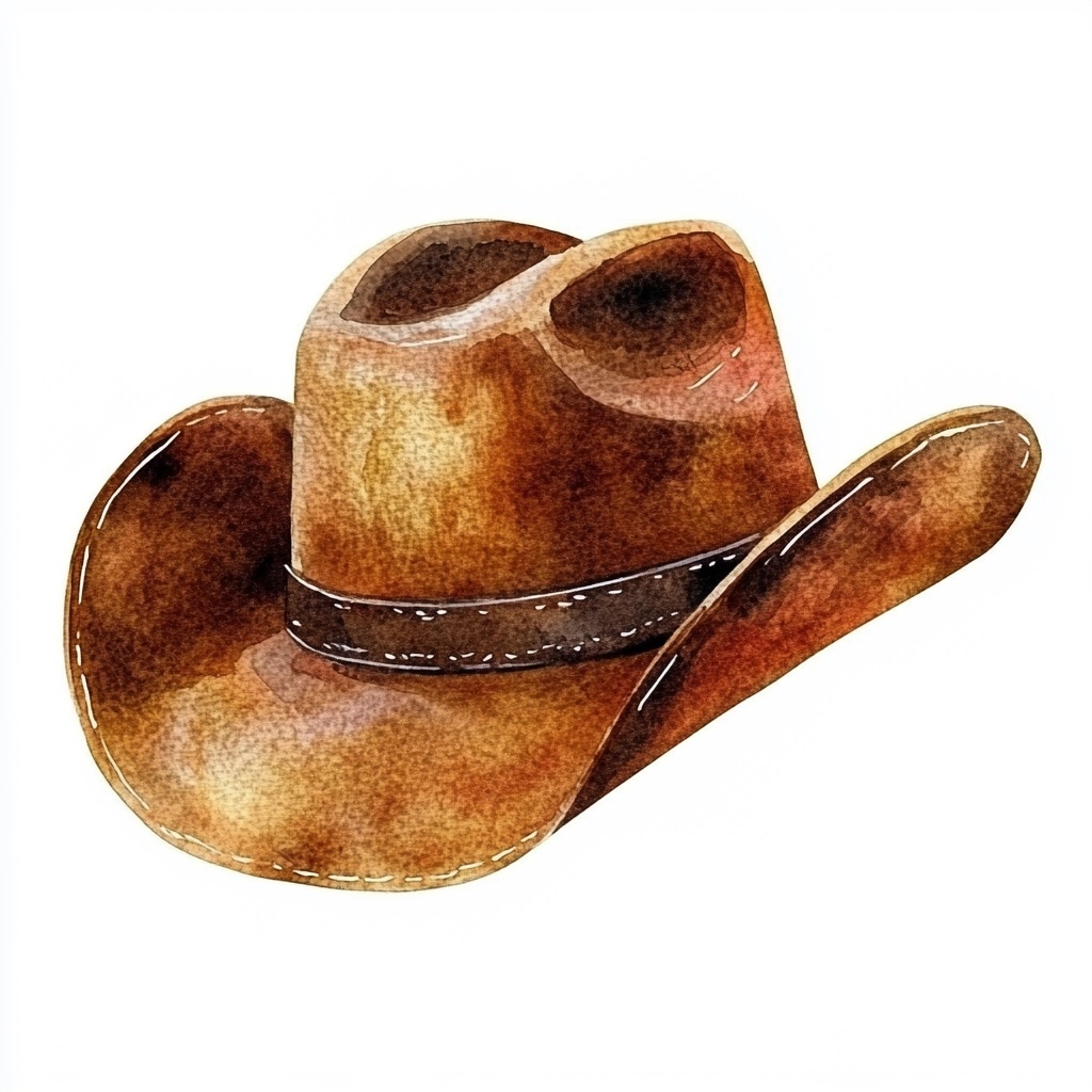 Brown Watercolor Cowboy Hat for Kids