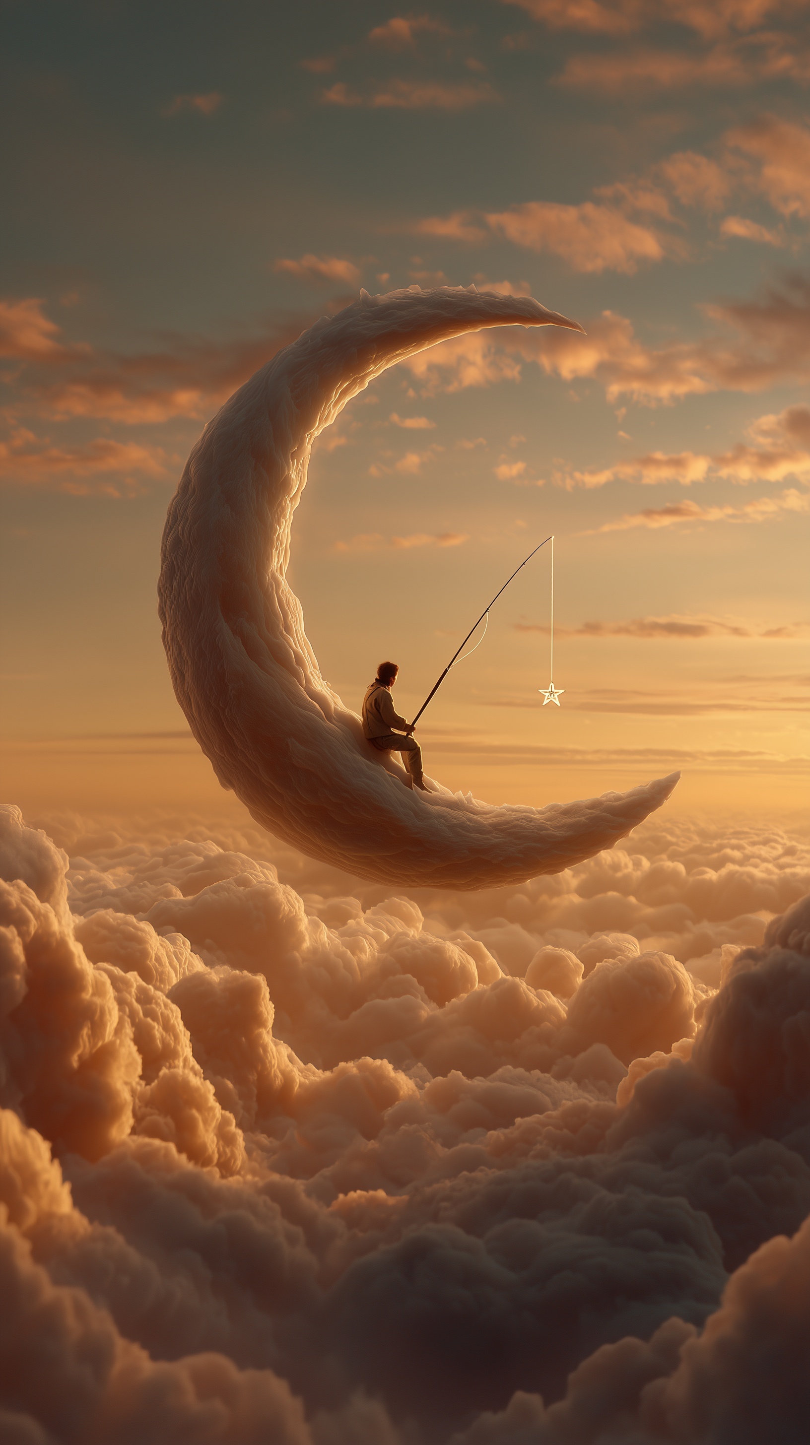 Dreamy Sunset Moonlit Serenity: A Surreal Escape