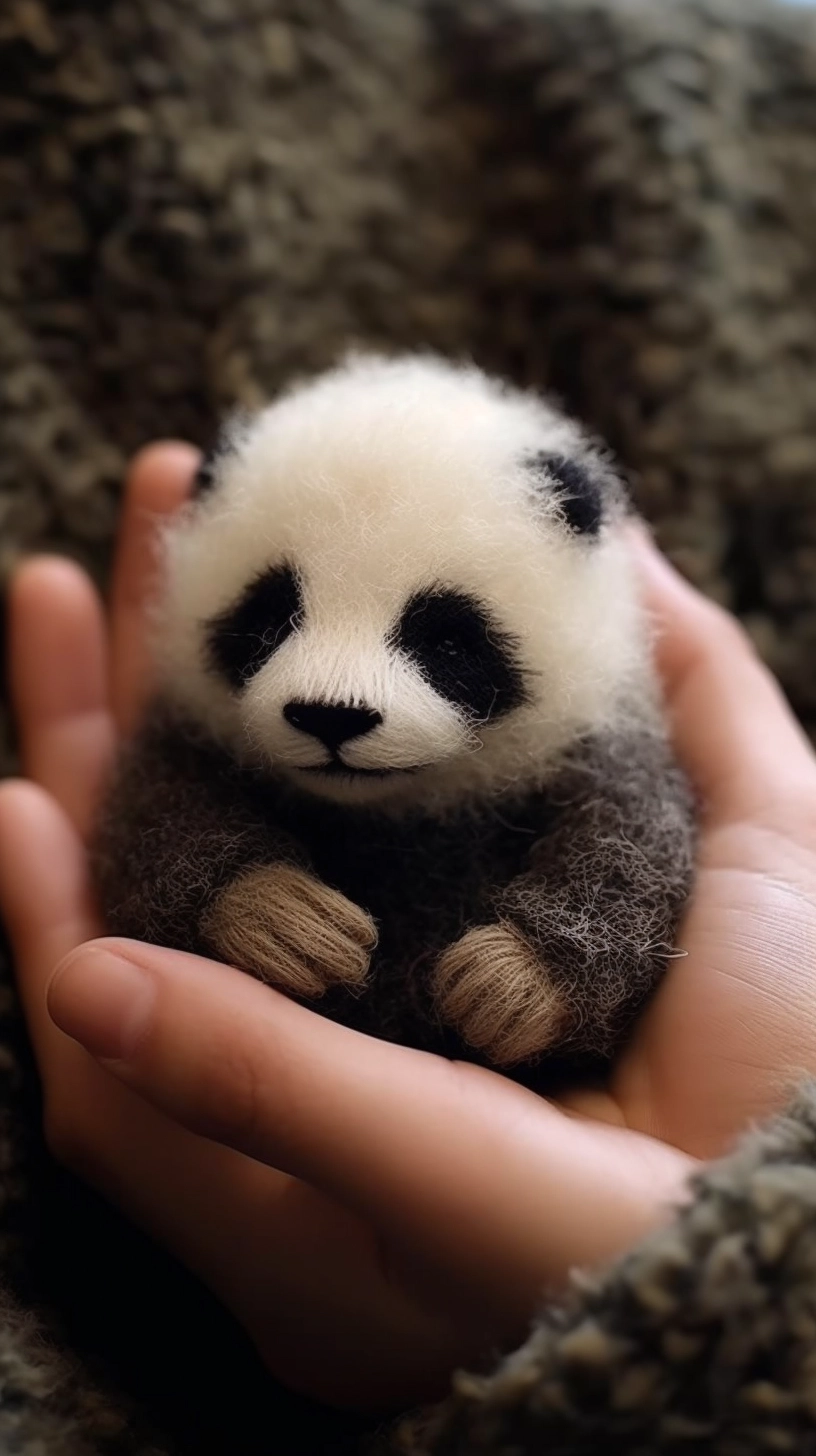 Cozy Panda Yarn Art: Lifelike 8K Masterpiece