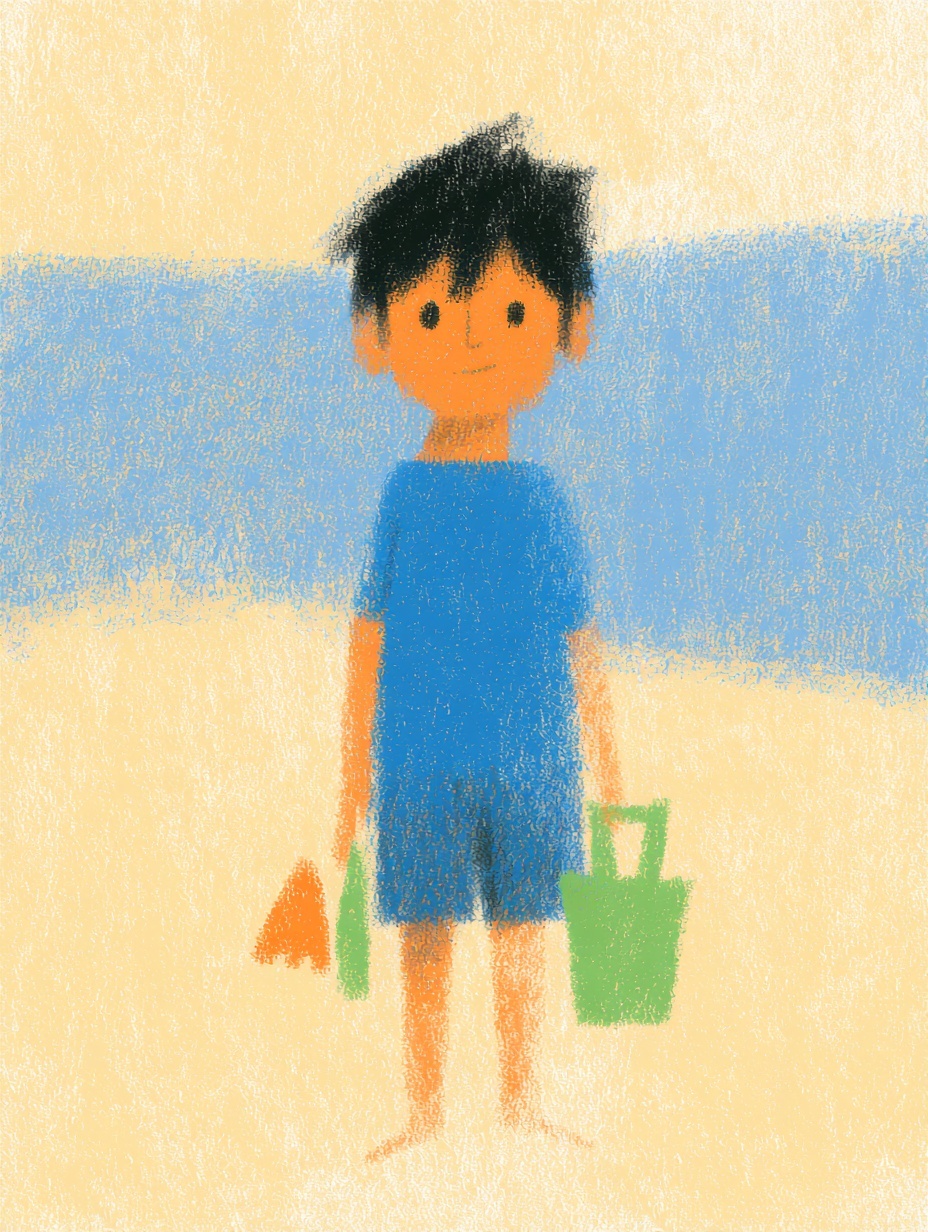 Playful Beach Fun: Cheerful Child Illustration