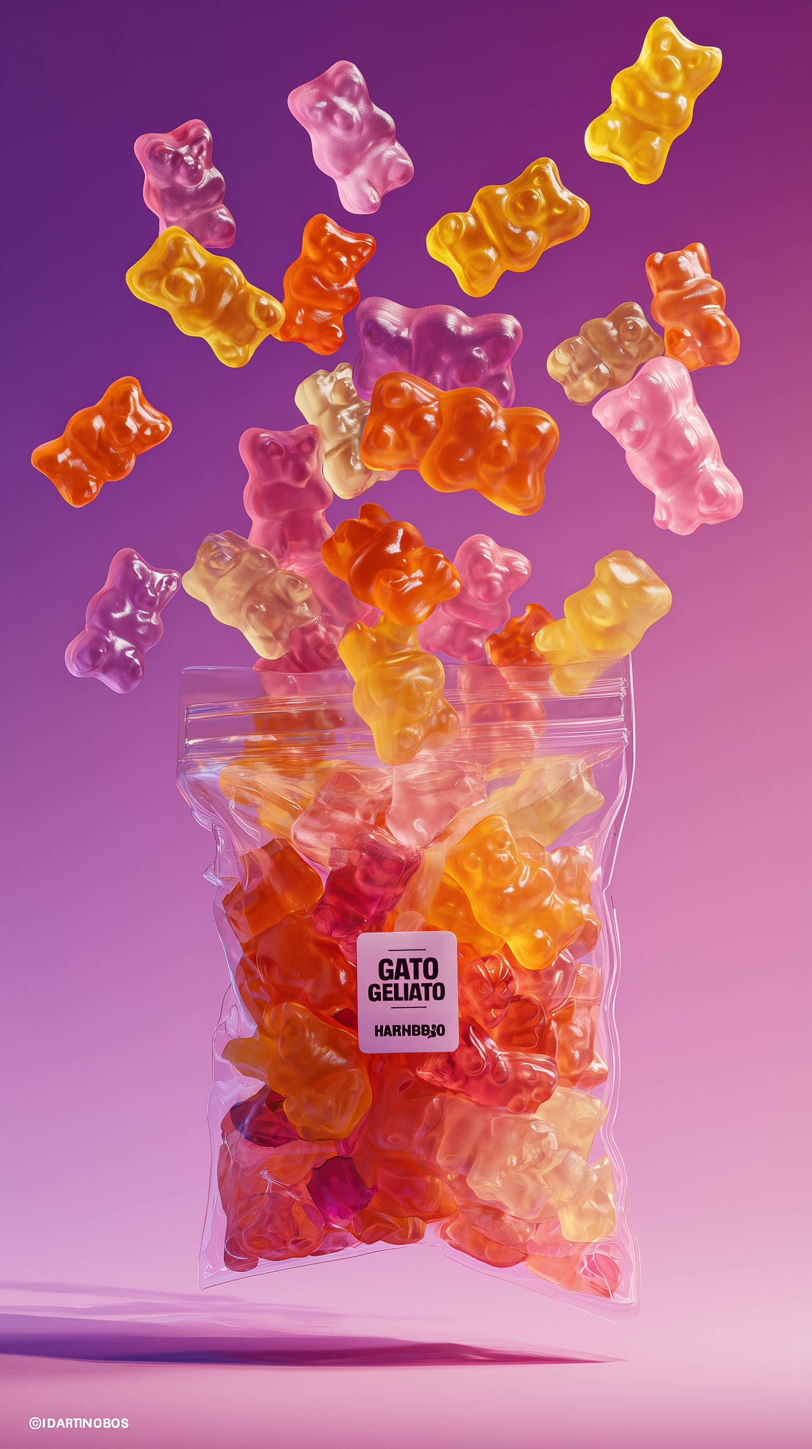 Colorful Gummy Bears in Clear Bag - HARINGBO