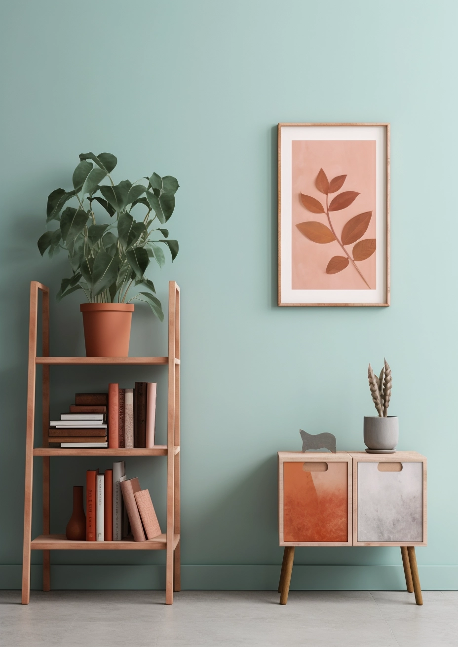 Dreamy Book Display with Wooden Frames & Plants