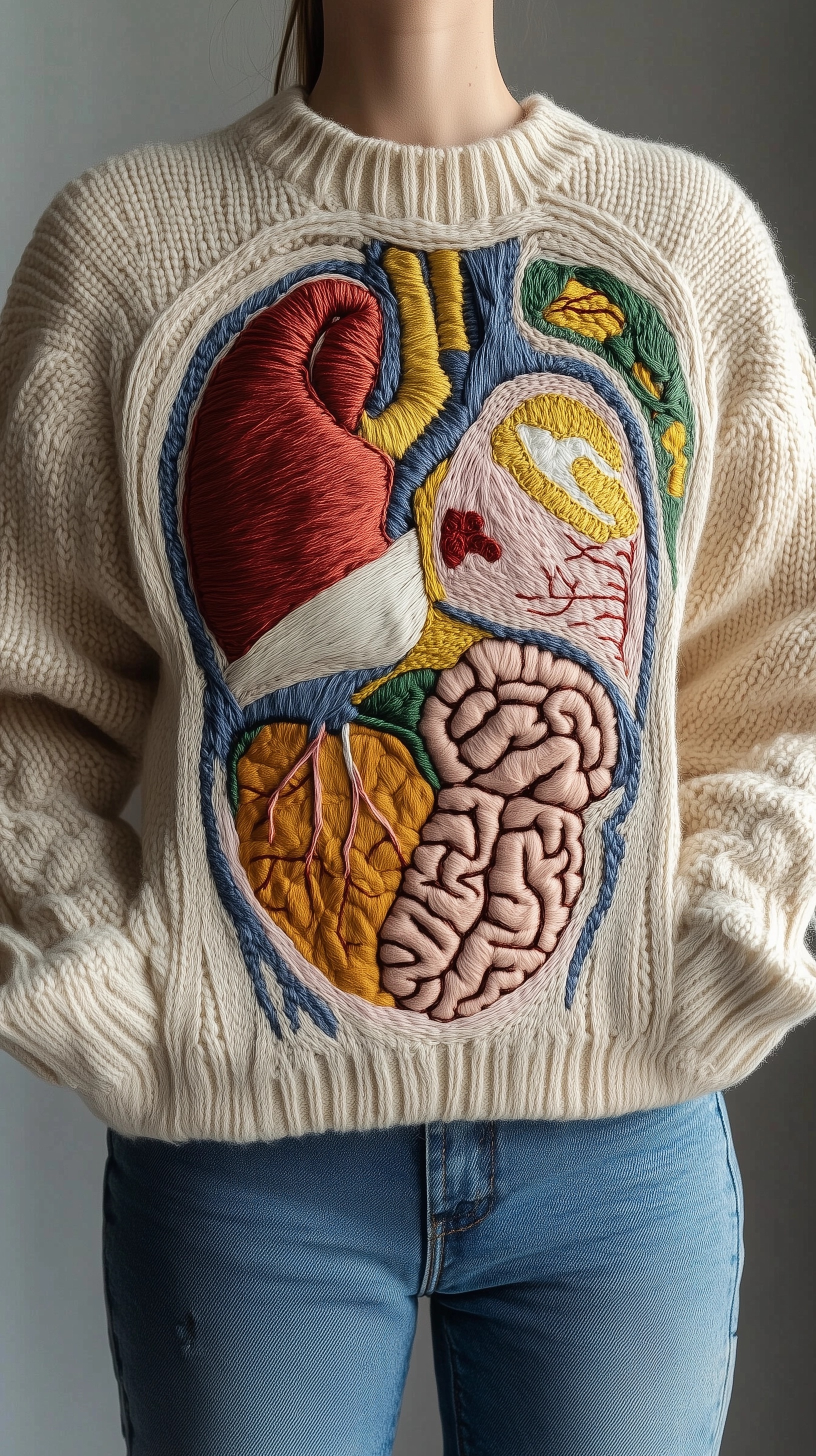 Anatomical Embroidered Sweater: A Unique Statement