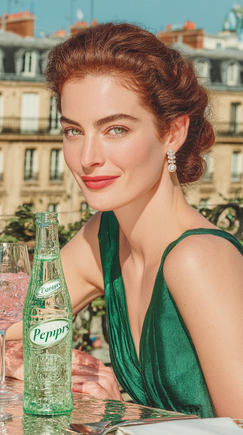 Elegant European Woman at a Parisian Café