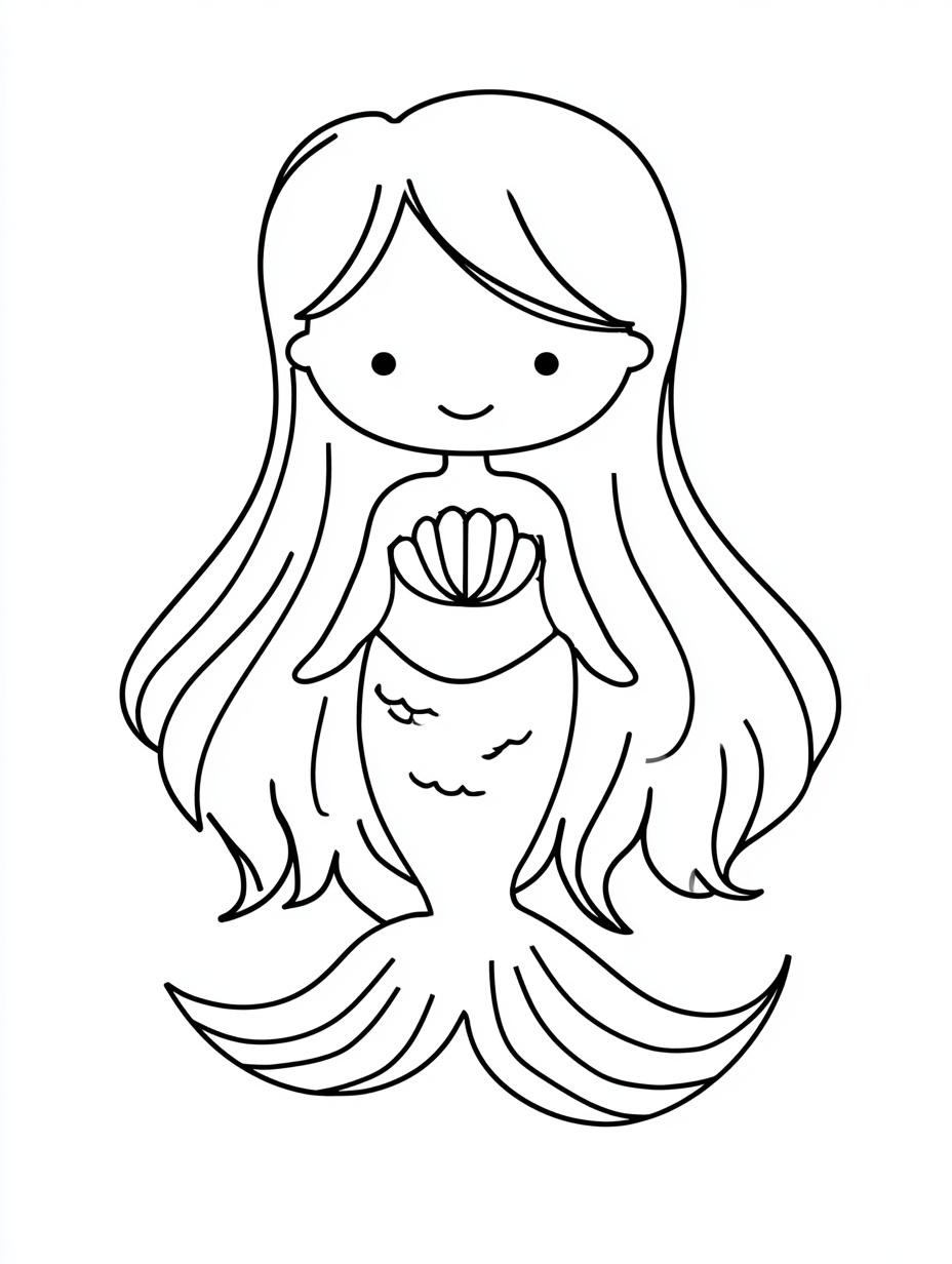 Charming Mermaid Coloring Page for Kids