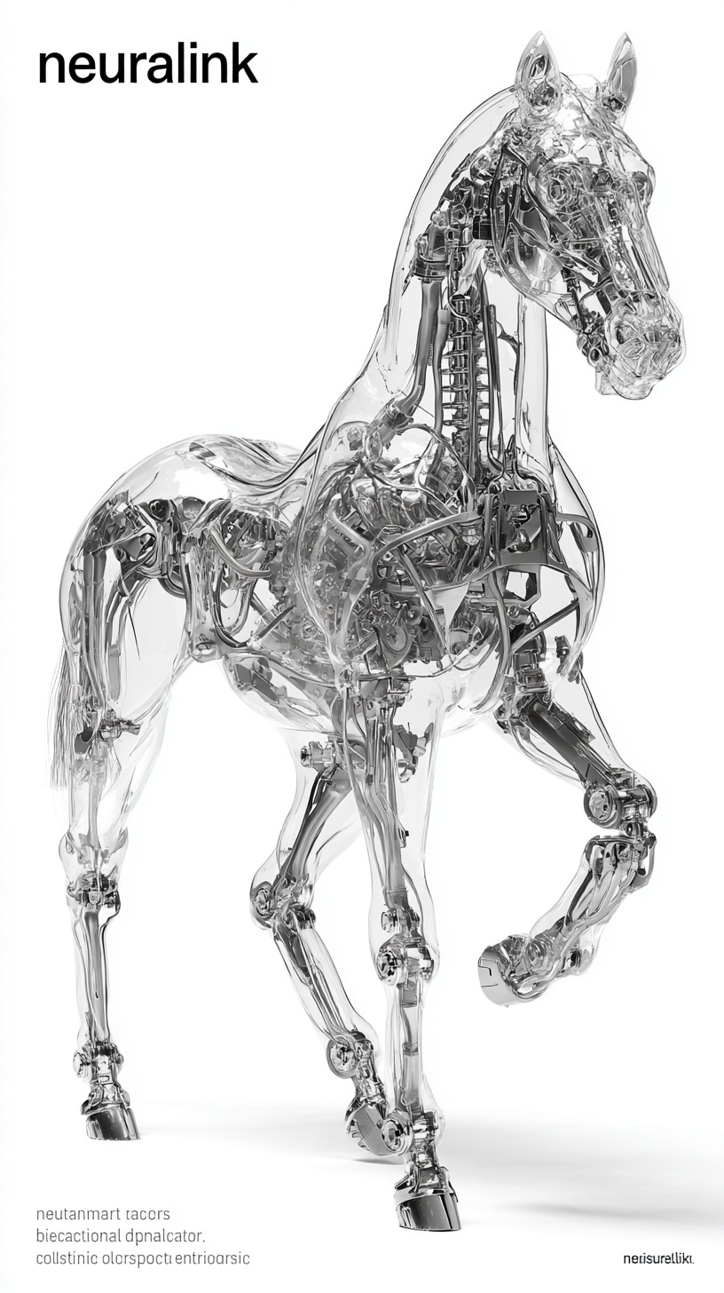 Hyper-Realistic Chrome Skeleton Horse Jumping