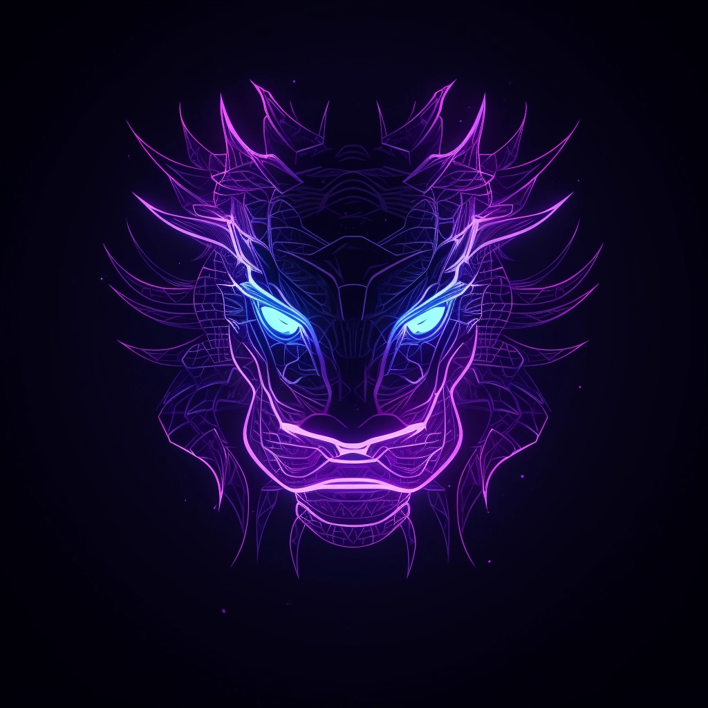 Neon Dragon Logo - Minimalistic Front View