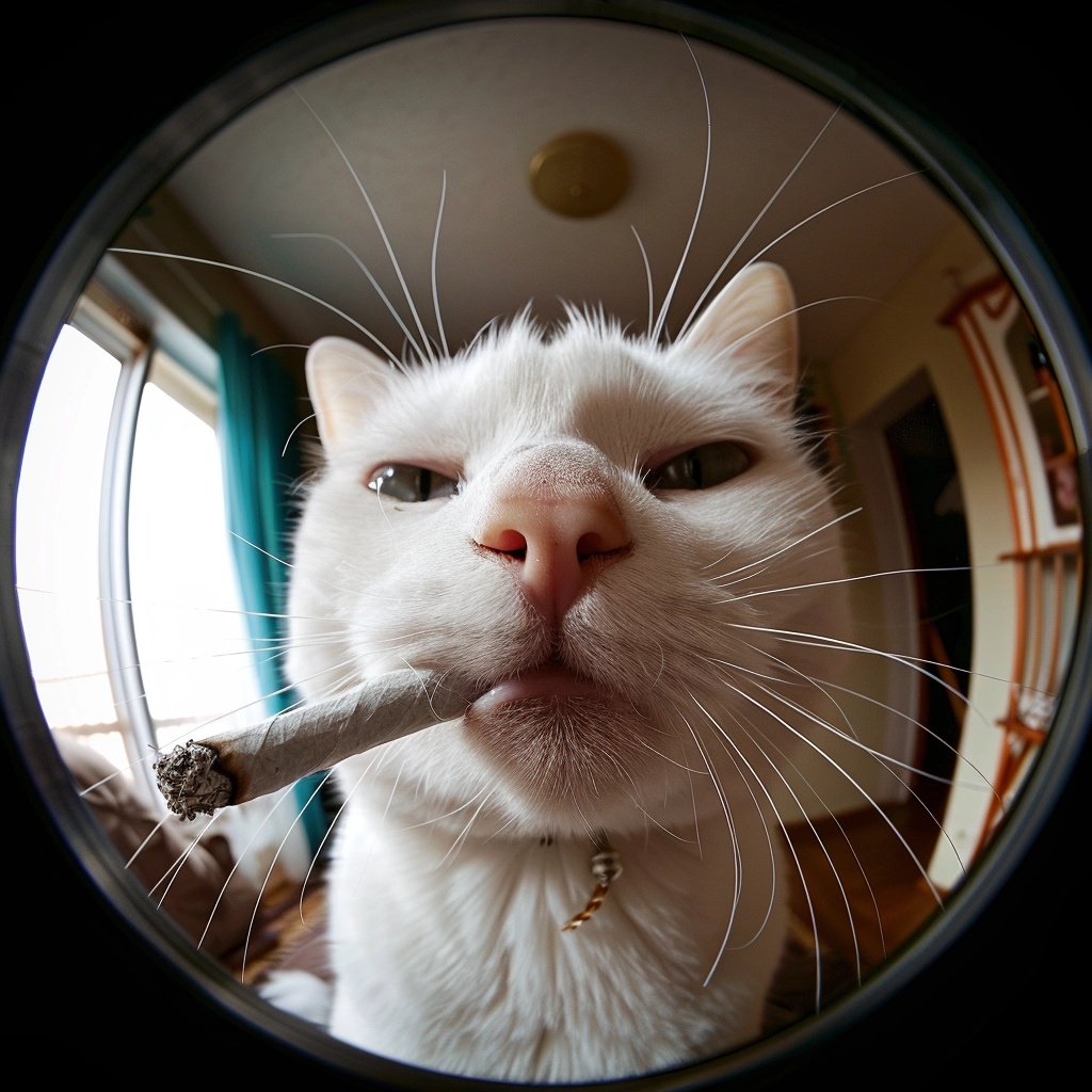 Whimsical Fisheye Cat Photo: Unique Perspective